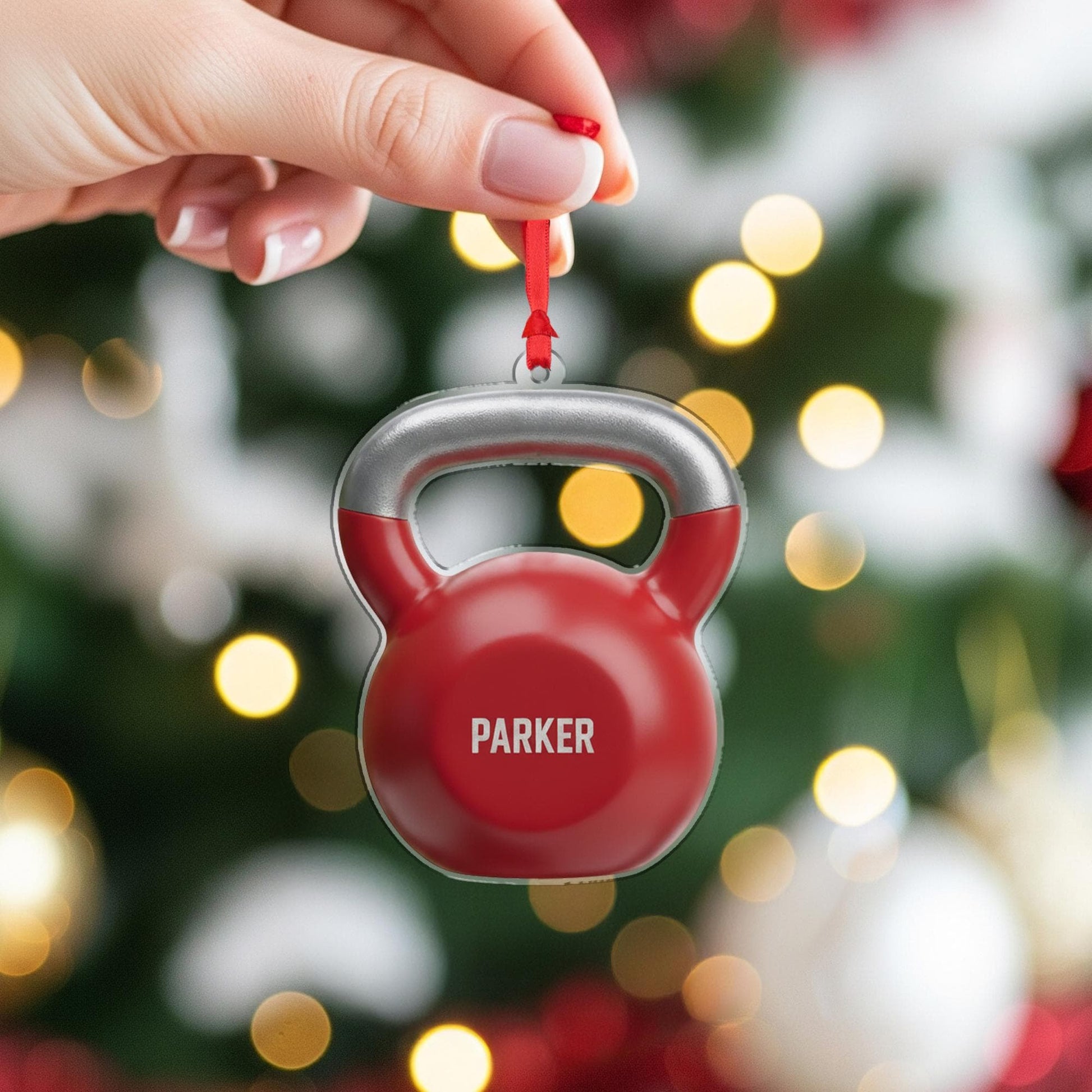 Personalized Kettlebell Ornament - Gym Lover, Fitness Coach Christmas Decor