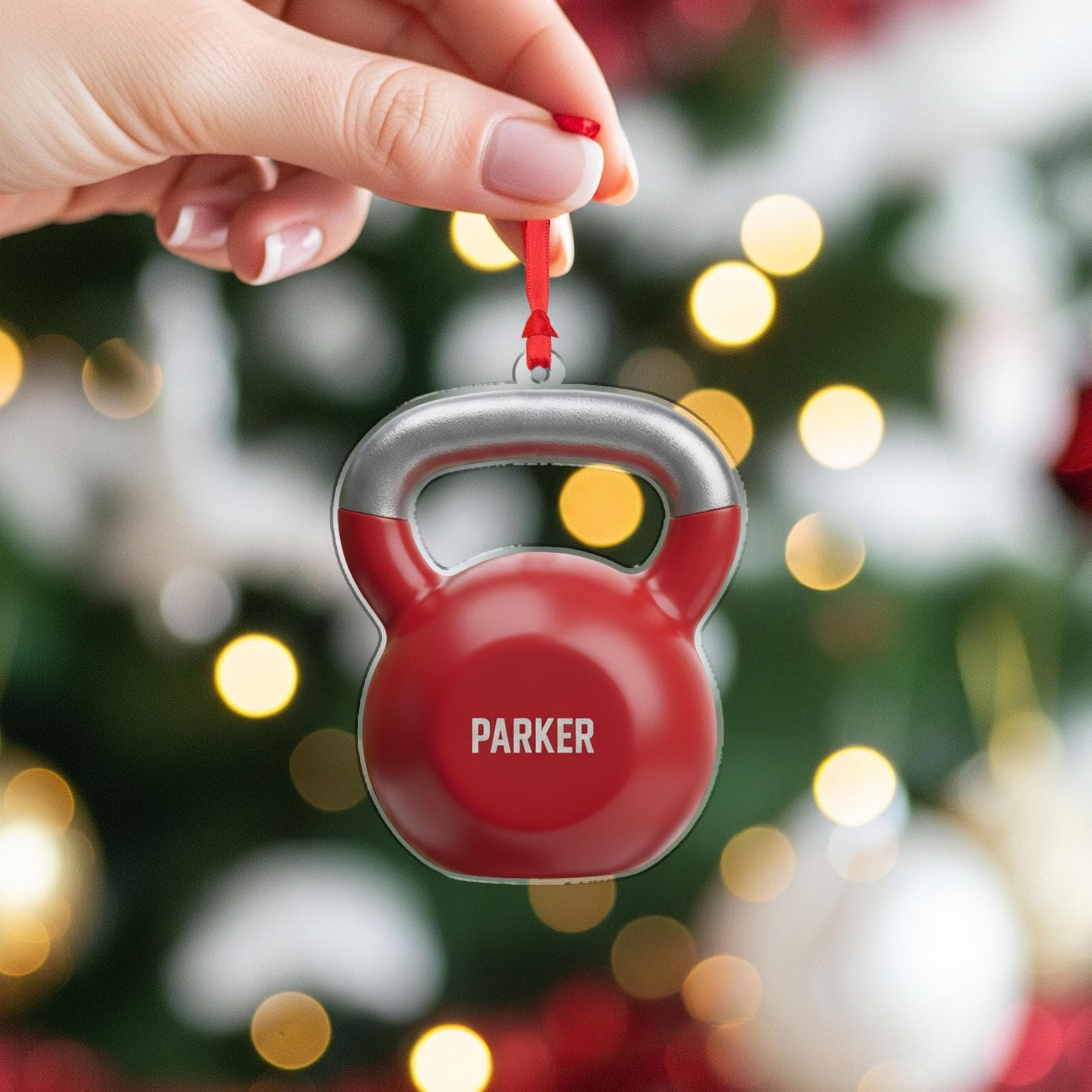 Personalized Kettlebell Ornament - Gym Lover, Fitness Coach Christmas Decor