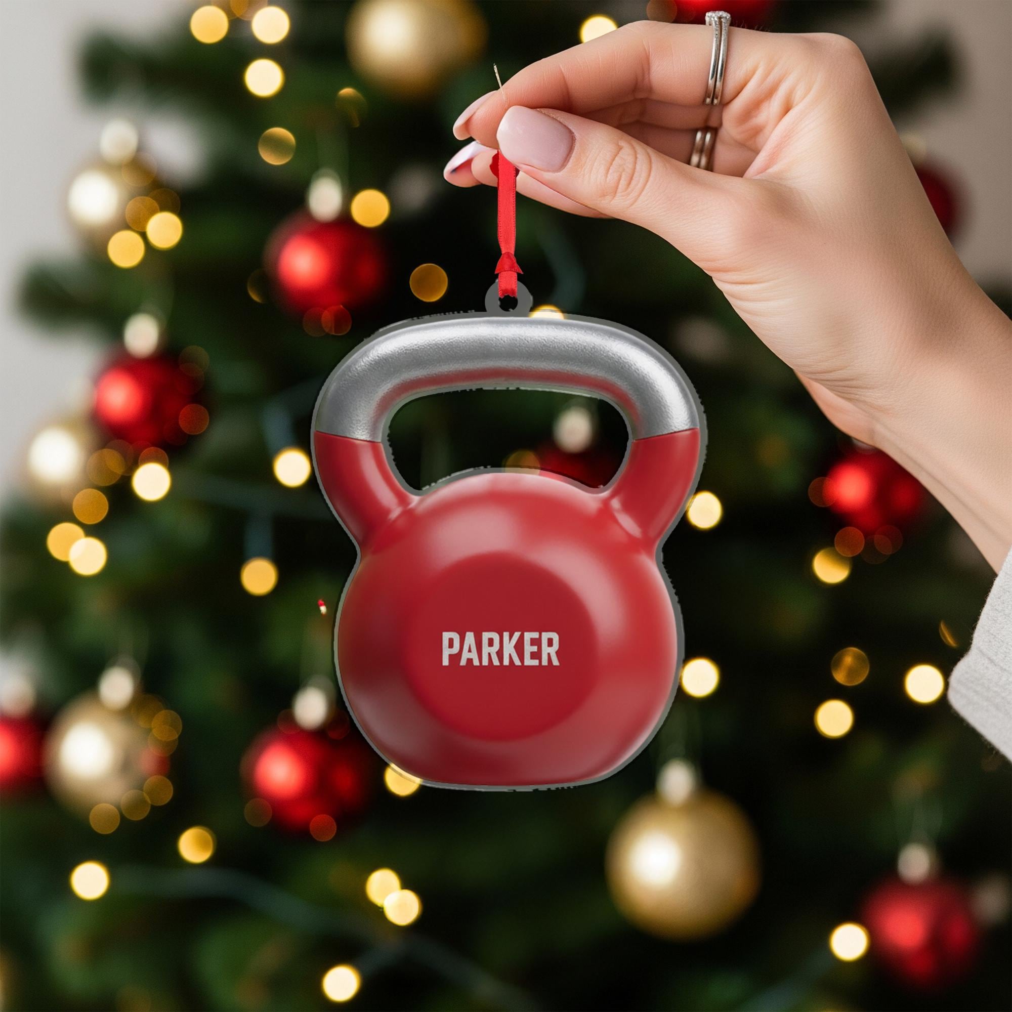 Personalized Kettlebell Ornament - Gym Lover, Fitness Coach Christmas Decor