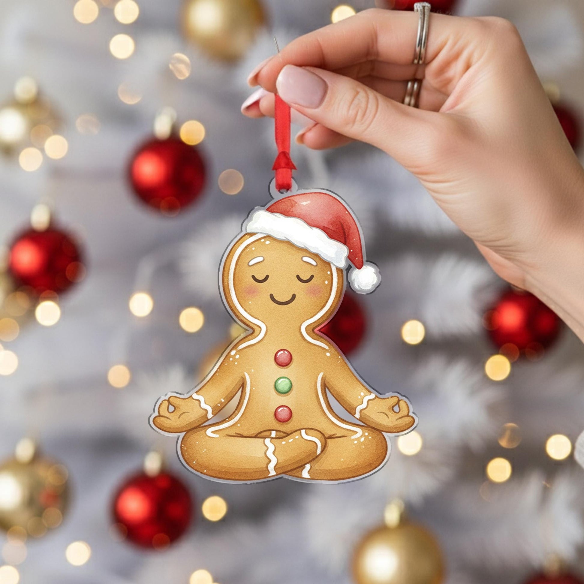 Gingerbread Yoga Ornament - Meditation Gift, Zen Yogi Christmas Decor