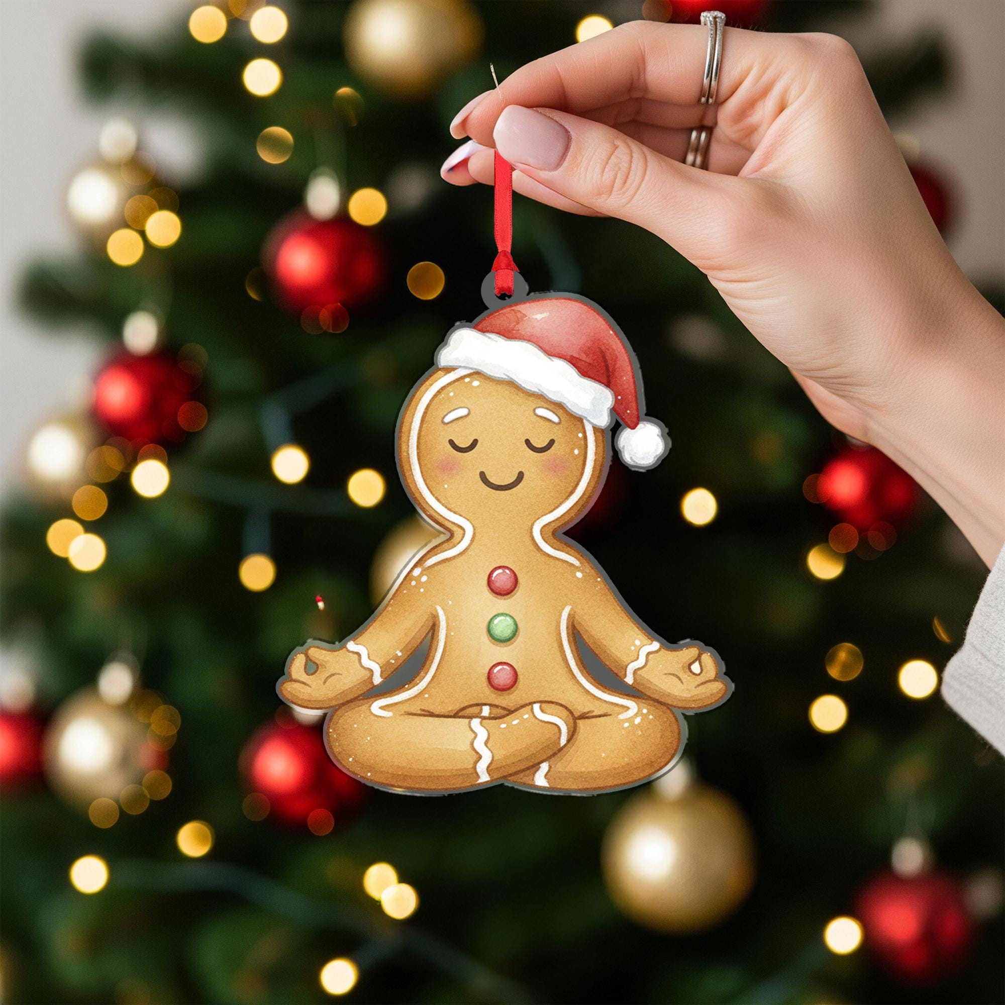Gingerbread Yoga Ornament - Meditation Gift, Zen Yogi Christmas Decor