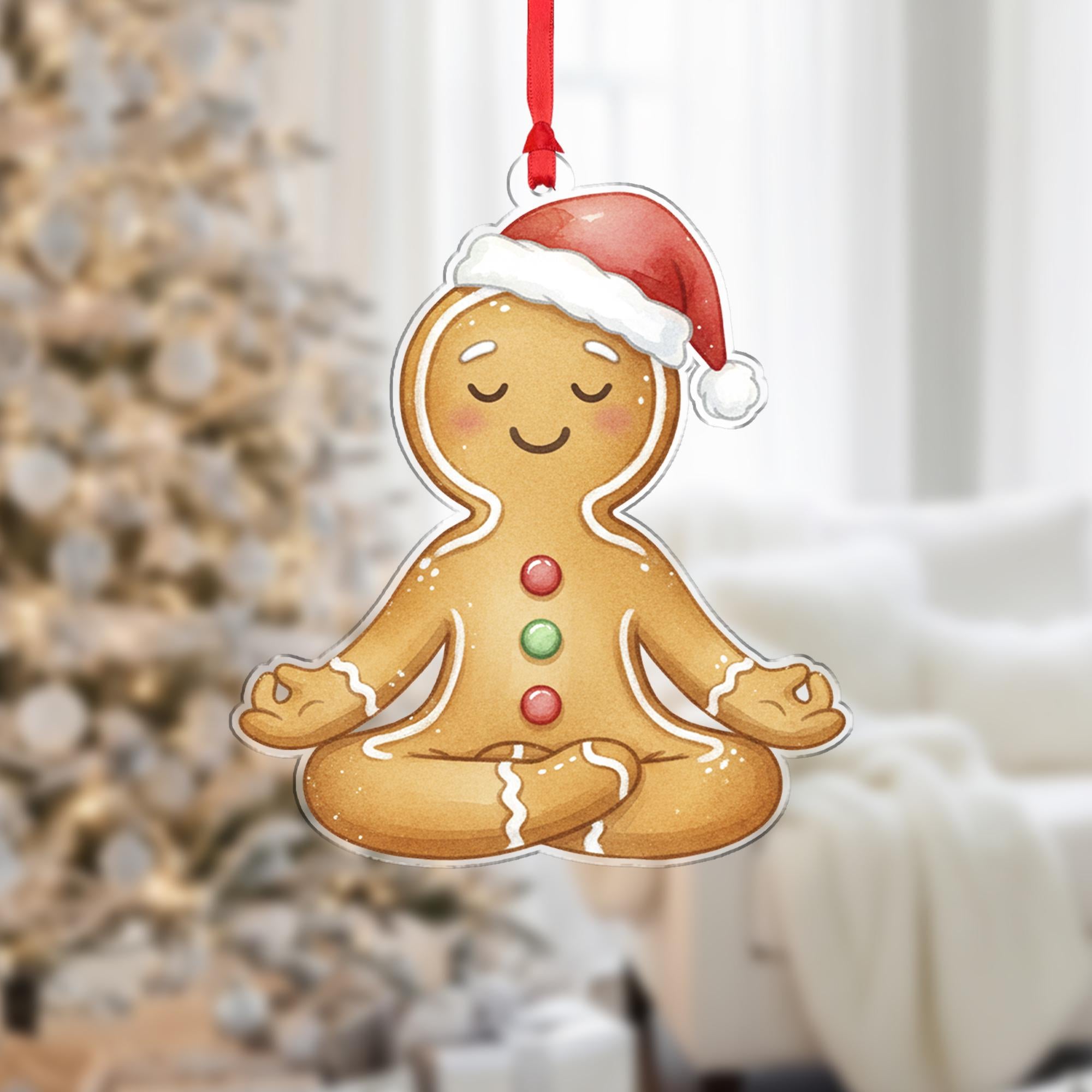 Gingerbread Yoga Ornament - Meditation Gift, Zen Yogi Christmas Decor
