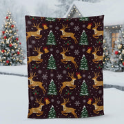 Reindeer Fleece Blanket: Holiday Christmas Tree Throw