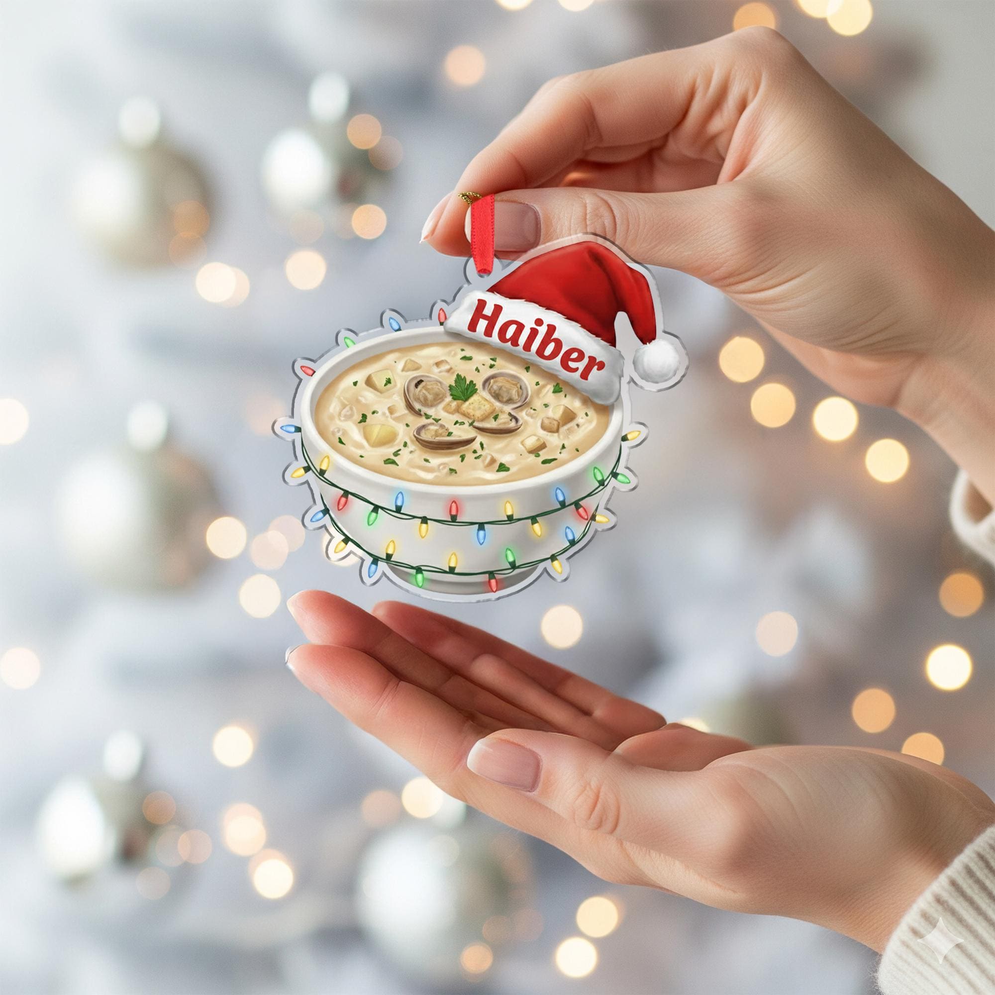 Personalized Clam Chowder Ornament - Chef Gift, Soup Lover Christmas Keepsake