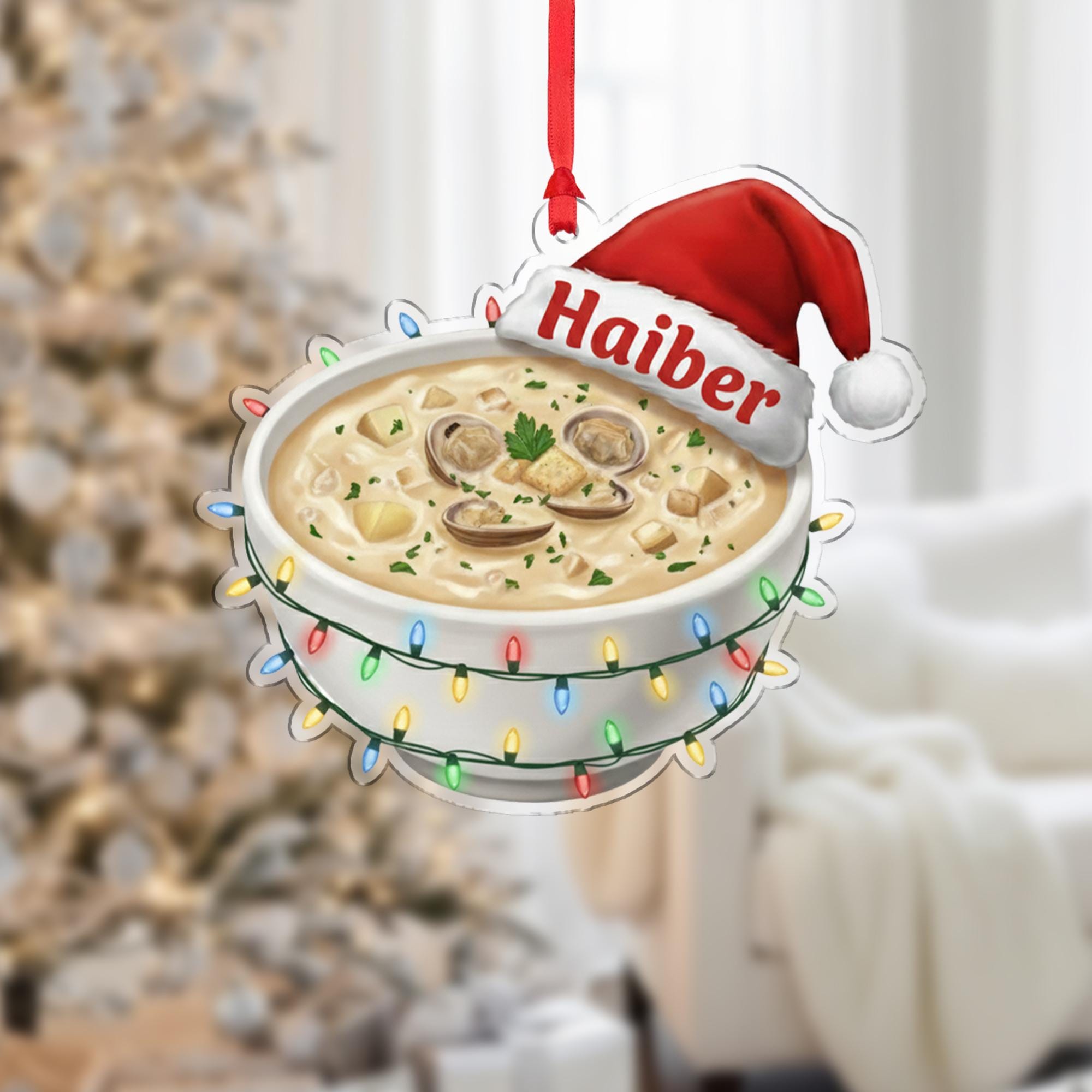Personalized Clam Chowder Ornament - Chef Gift, Soup Lover Christmas Keepsake