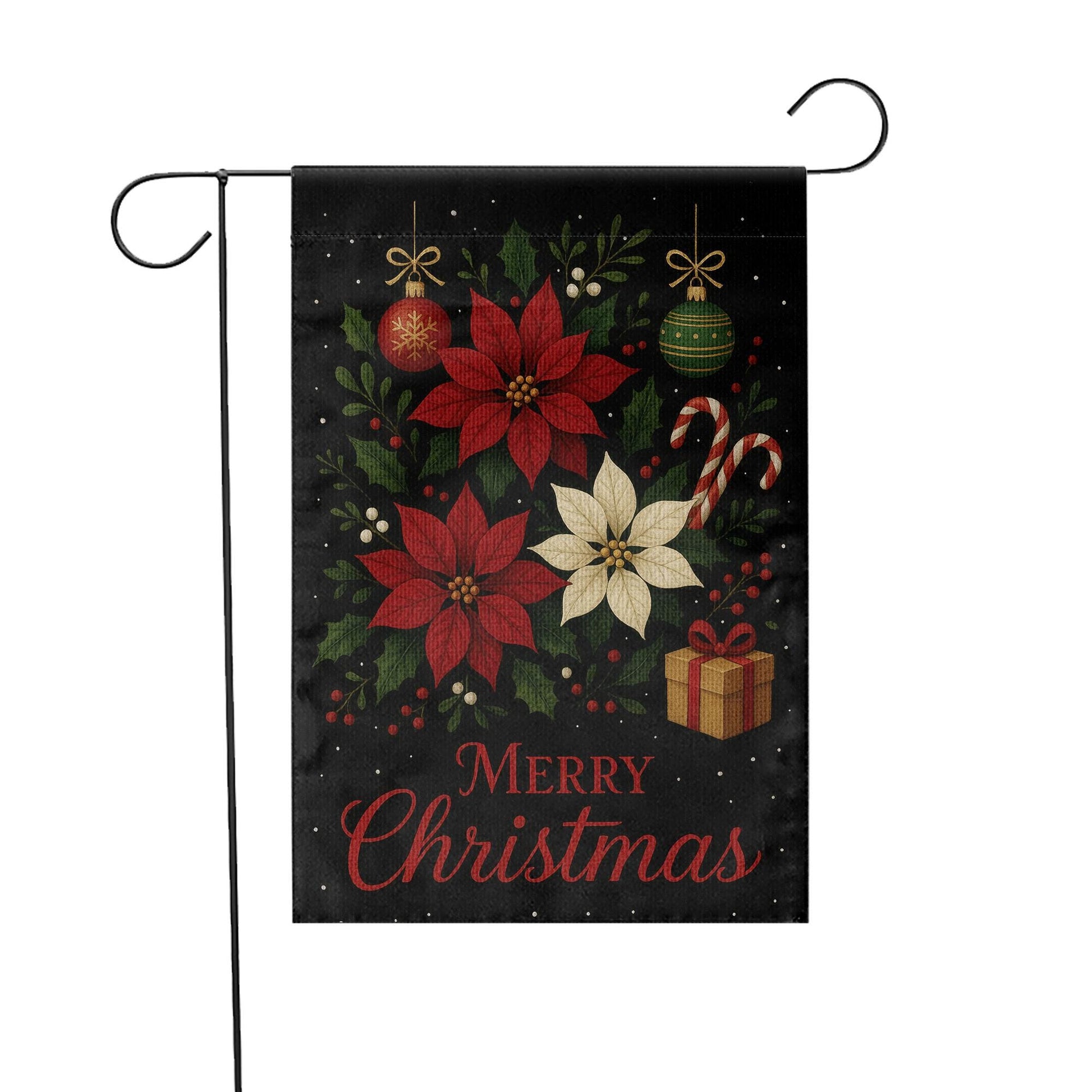 Merry Christmas Garden Flag: Poinsettia Christmas Decor