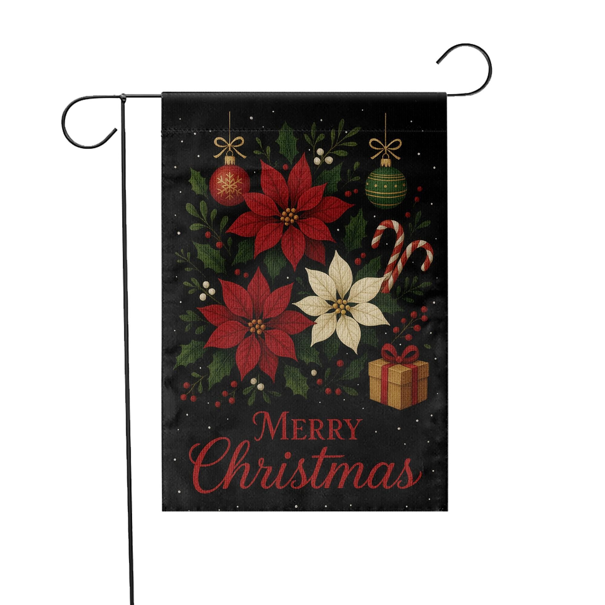 Merry Christmas Garden Flag: Poinsettia Christmas Decor