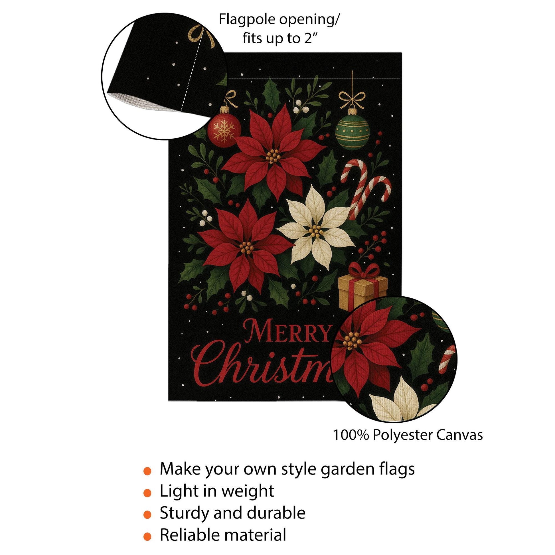 Merry Christmas Garden Flag: Poinsettia Christmas Decor