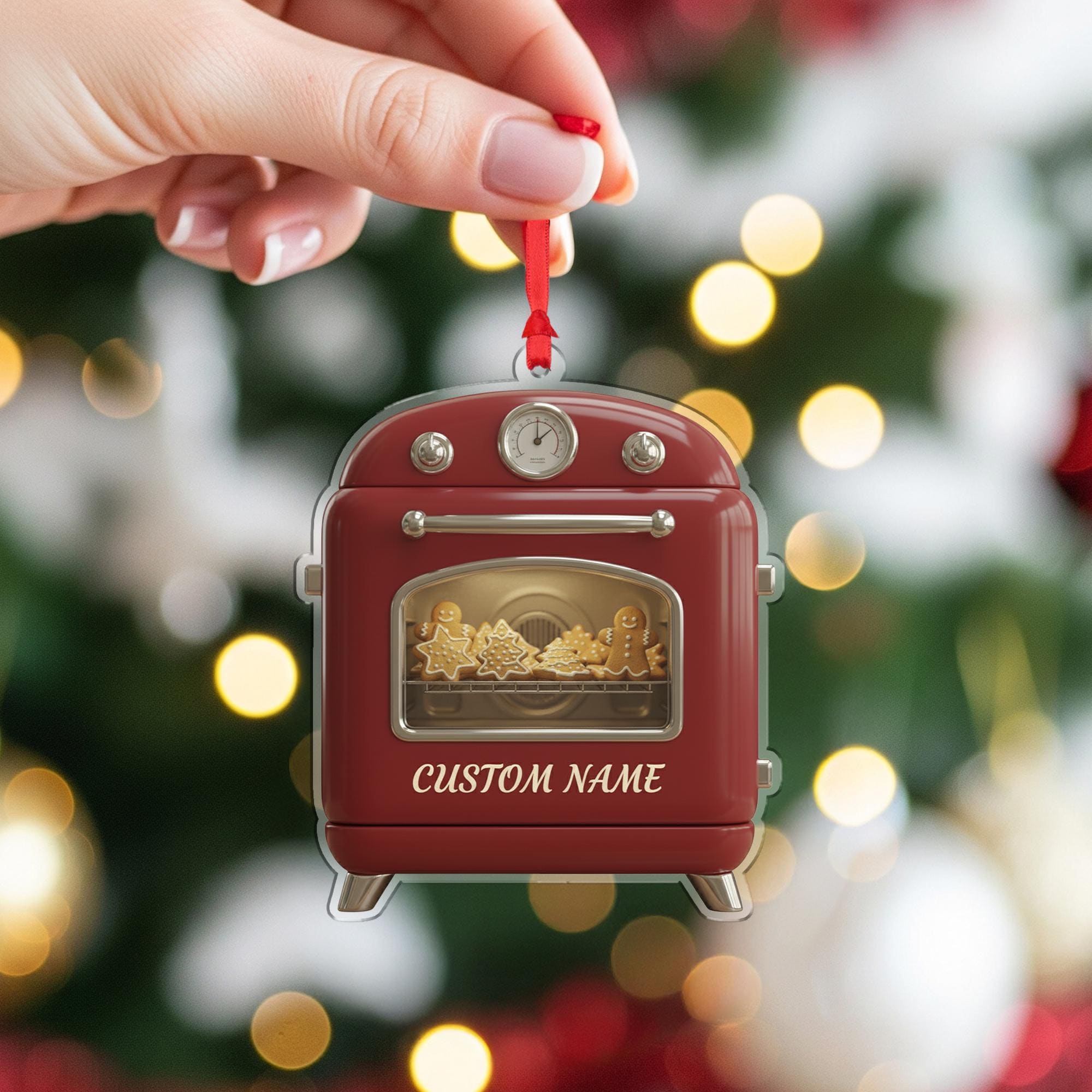 Personalized Retro Oven Ornament - Baker Gift, Gingerbread Cookie Keepsake