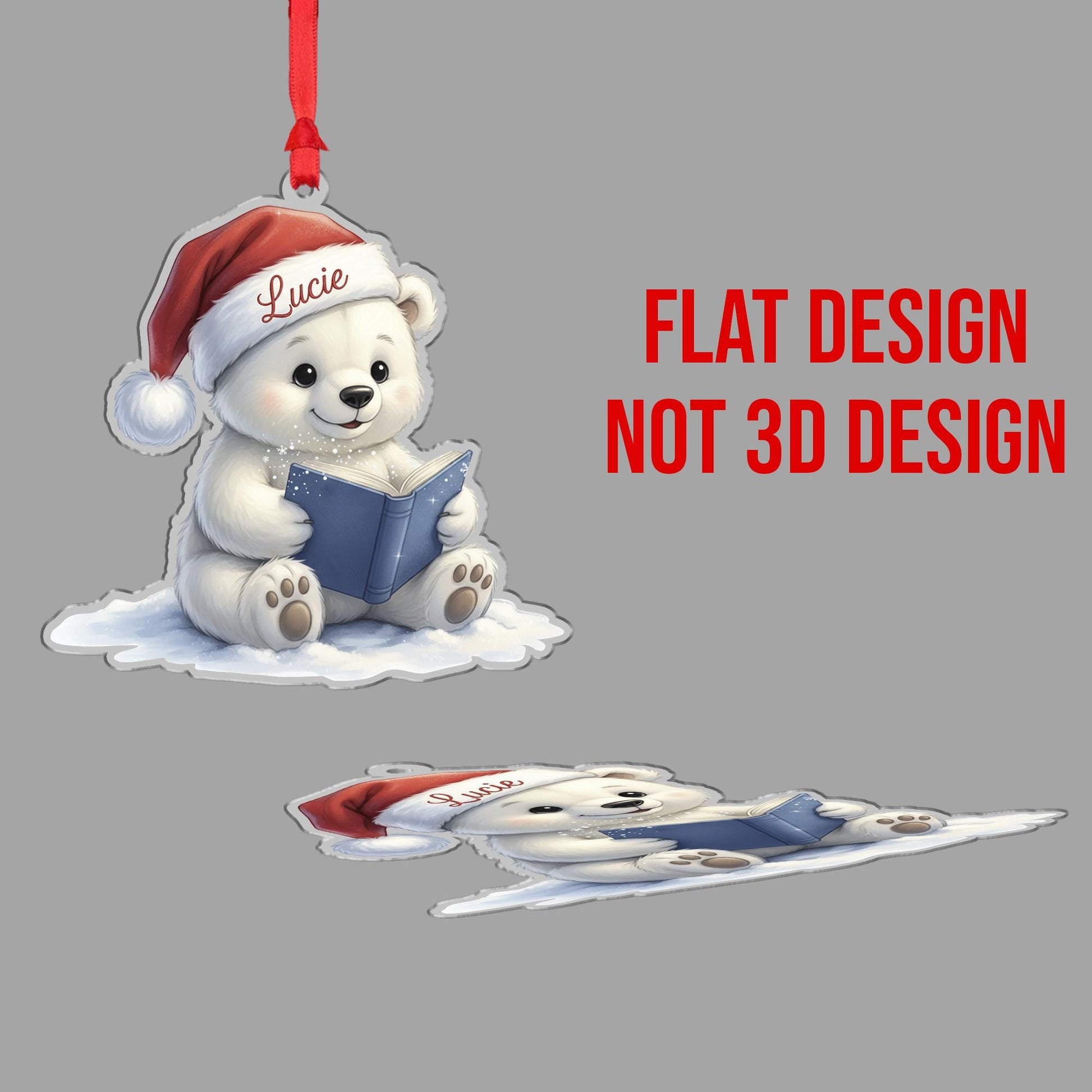 Personalized Bear Ornament with Book – Holiday Tree Decoration