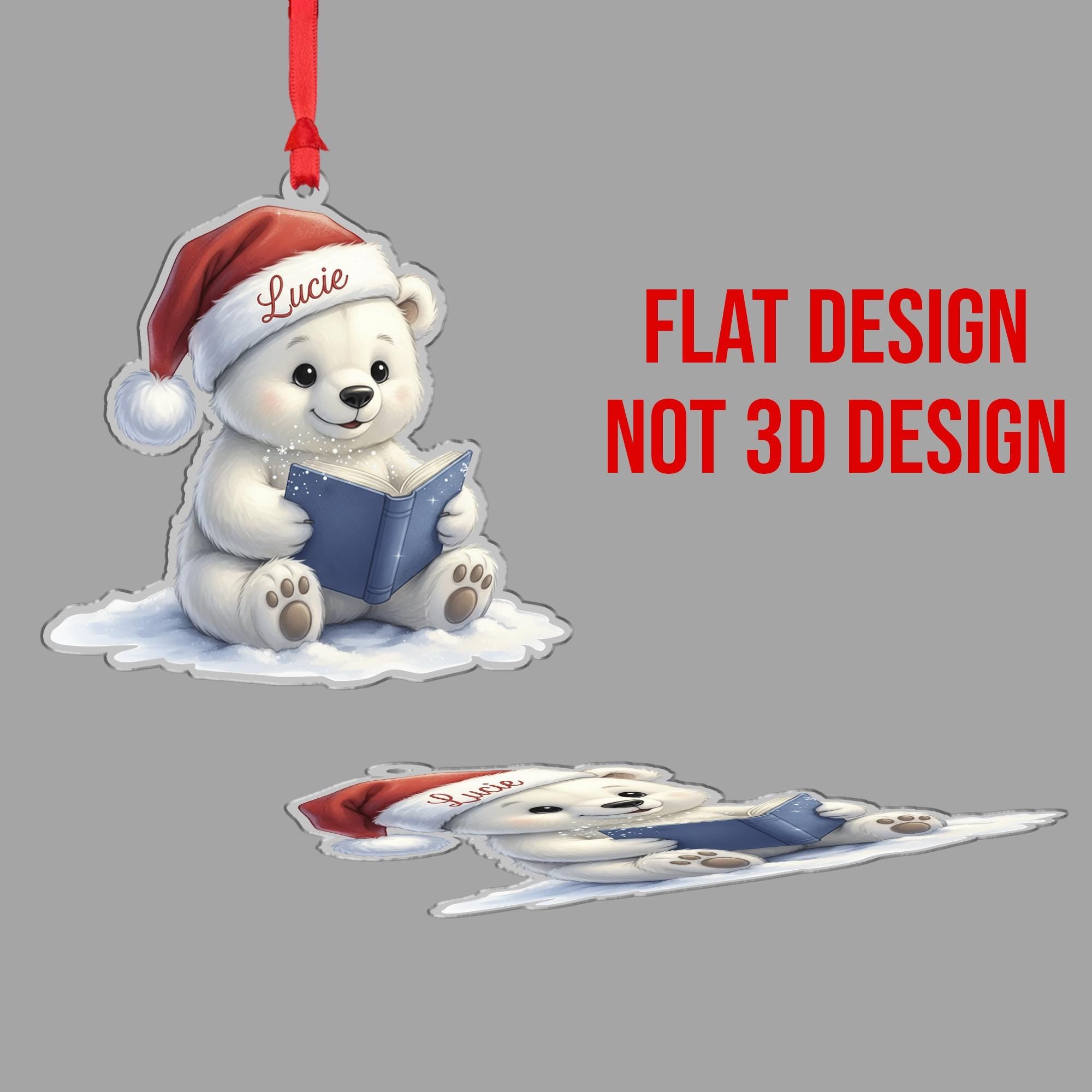 Personalized Bear Ornament with Book – Holiday Tree Decoration