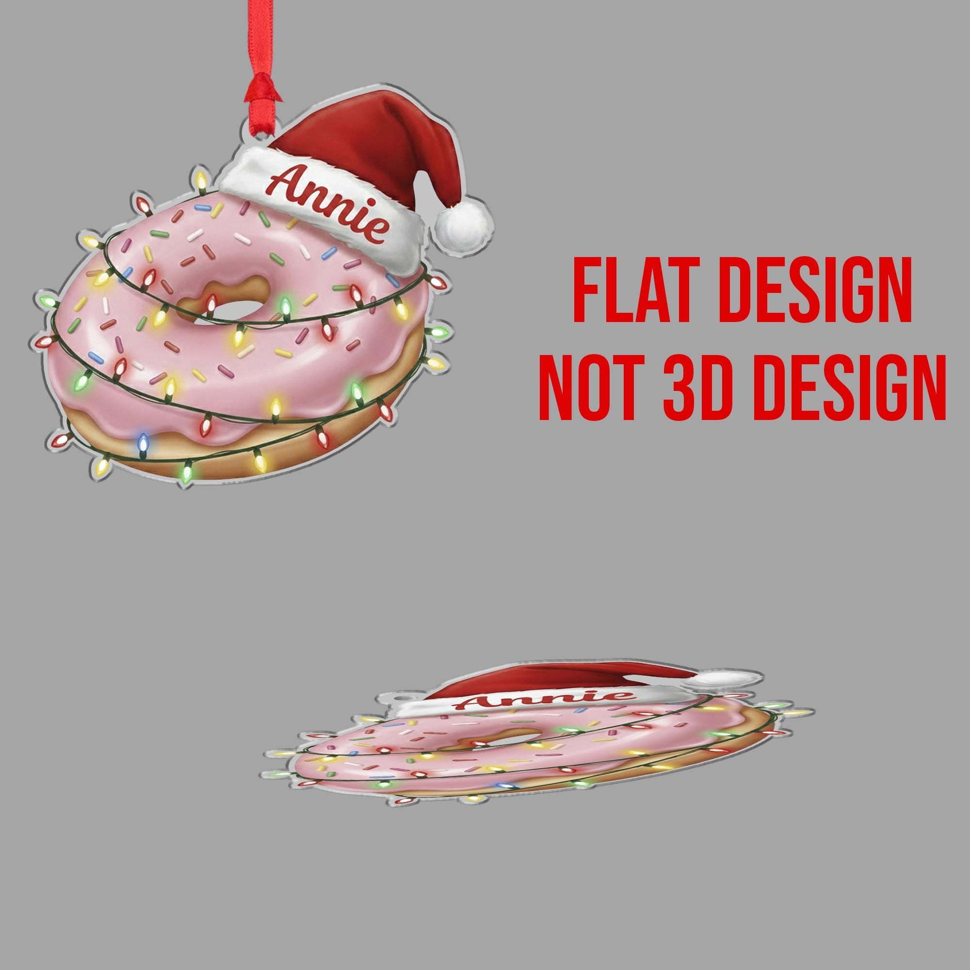 Personalized Donut Ornament - Pink Sprinkle Doughnut Gift, Baker Keepsake