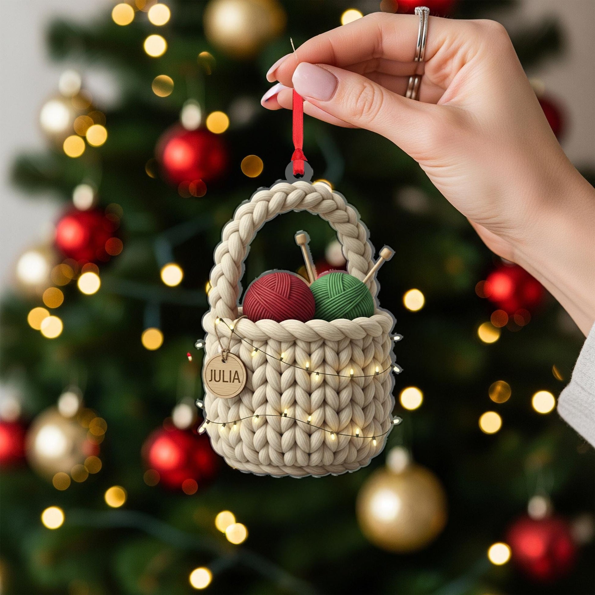 Personalized Rainbow Fabric Christmas Tree Ornament - Sewing Hobby Decor