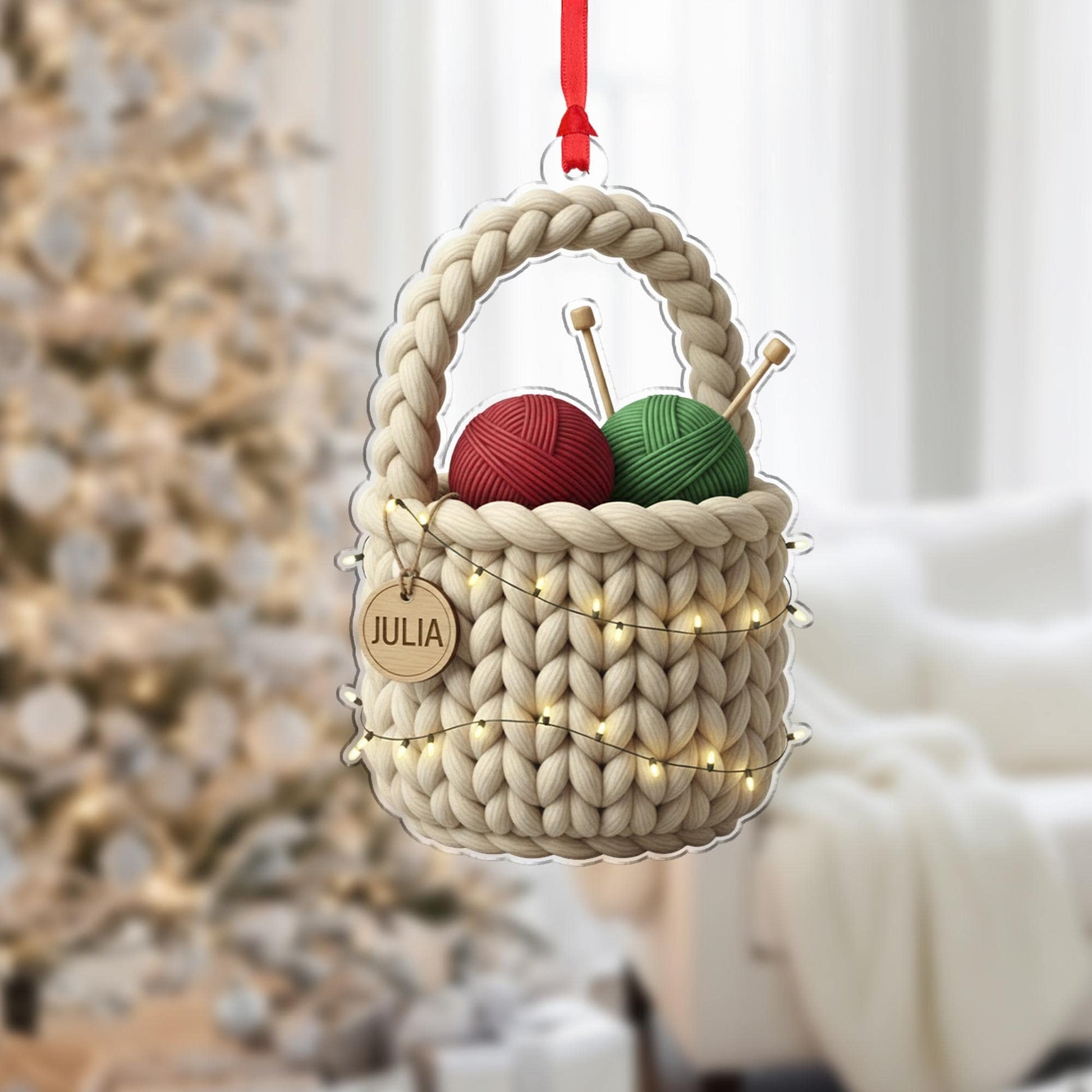 Personalized Rainbow Fabric Christmas Tree Ornament - Sewing Hobby Decor