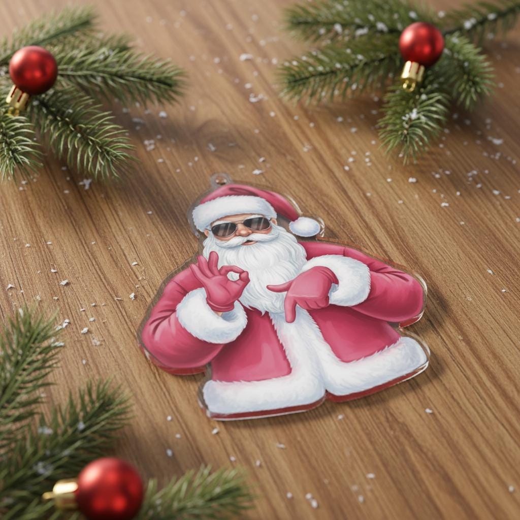 Wood 67 Ornament: Funny Six Seven Christmas Santa Claus Design Holiday Hanging
