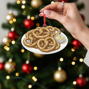 Pretzel Plate Ornament – Ceramic Holiday Tree Decoration with Mustard Dip Design