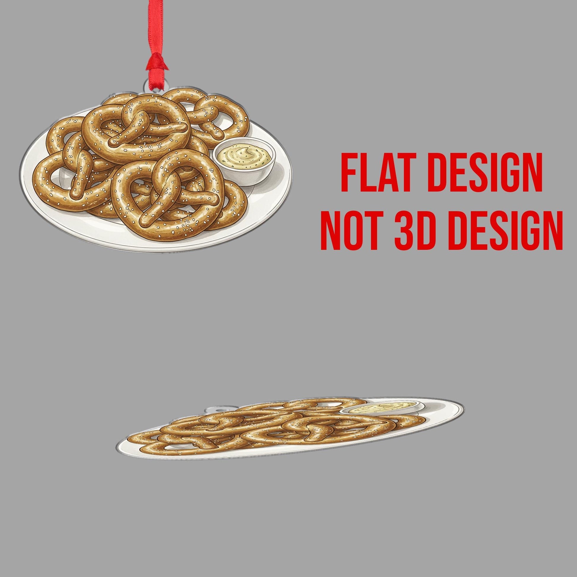 Pretzel Plate Ornament – Ceramic Holiday Tree Decoration with Mustard Dip Design