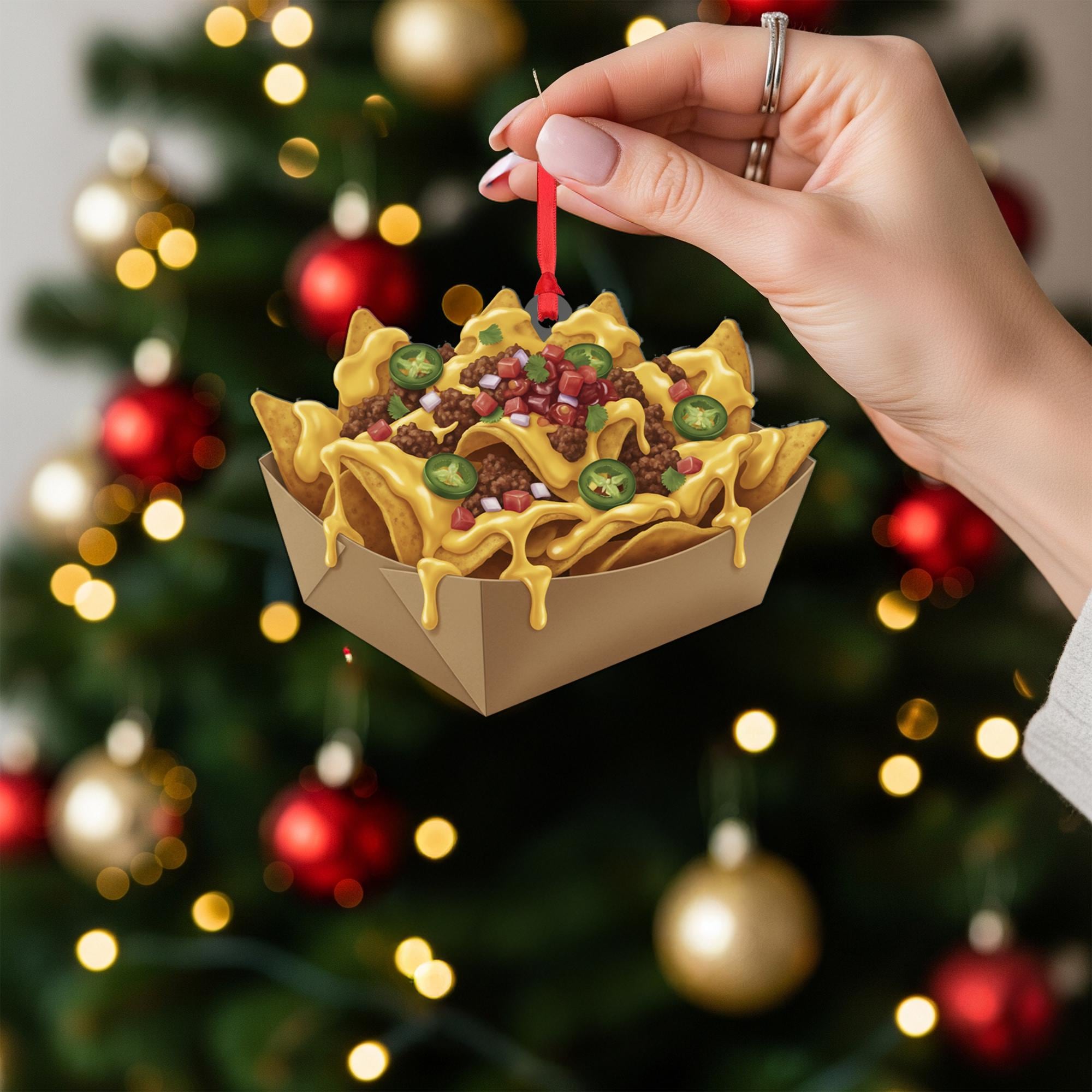 Nachos Ornament – Resin Christmas Tree Decoration with Cheese and Jalapeño Design