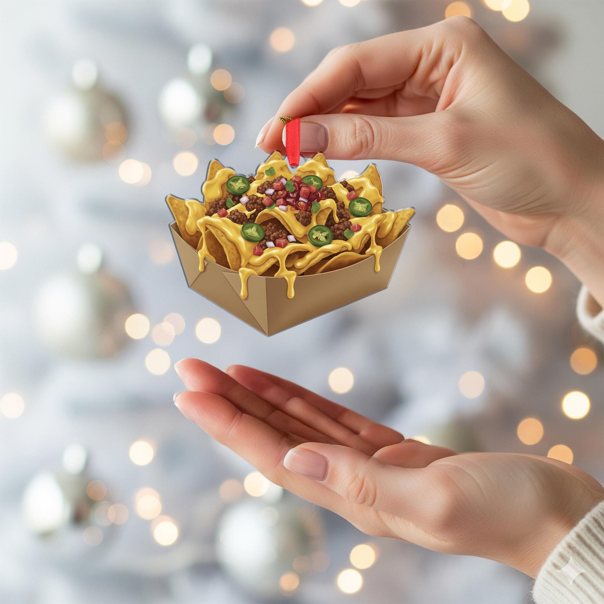 Nachos Ornament – Resin Christmas Tree Decoration with Cheese and Jalapeño Design