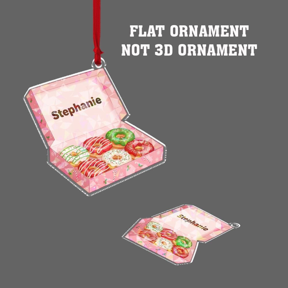 Personalized Donut Box Hologram Ornament – Acrylic Sweet Treat Charm
