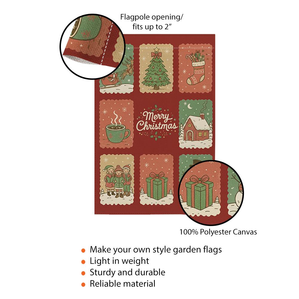 Merry Christmas Collage Garden Flag: Double-Sided Outdoor Banner