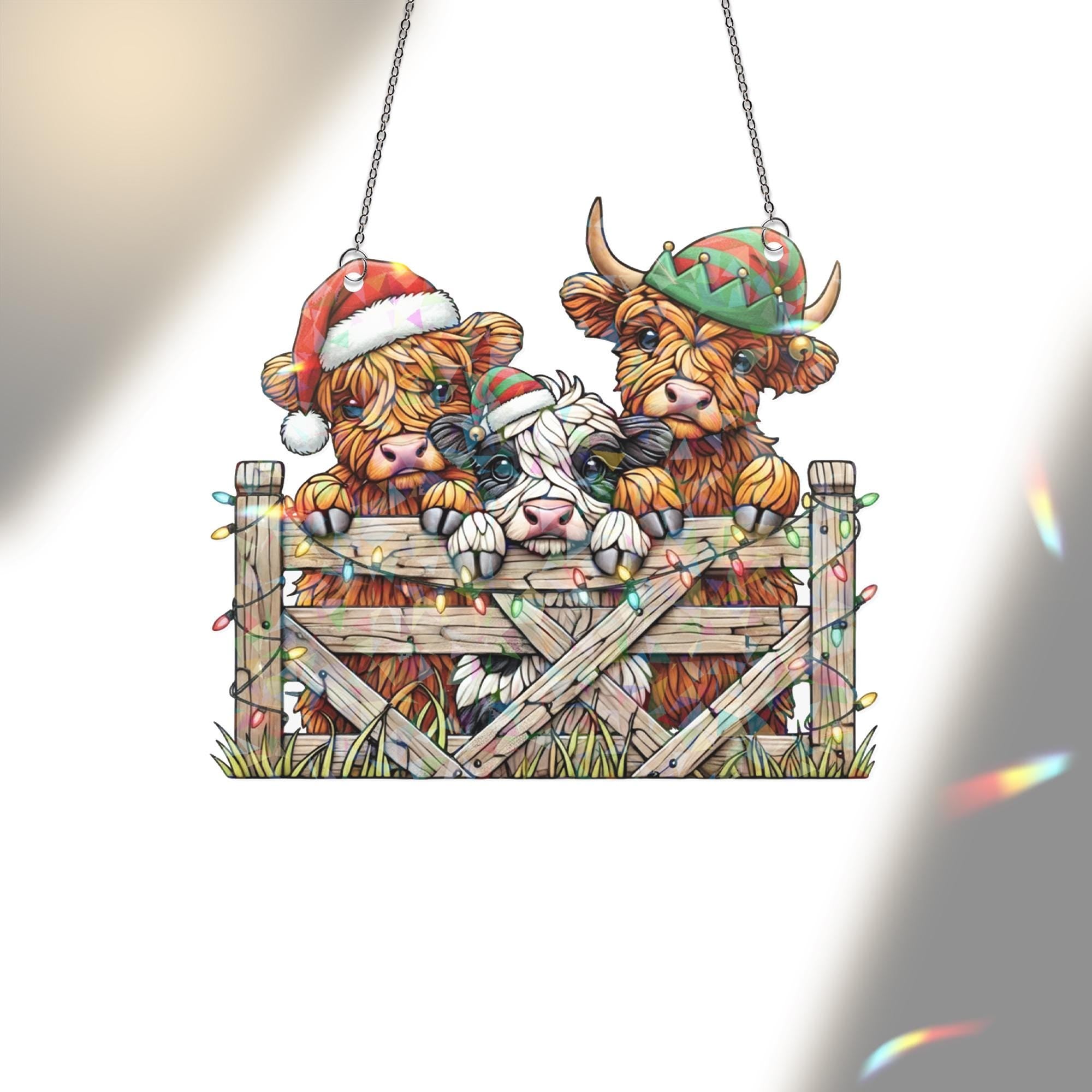 Hologram Cow Window Hanging Ornament – Christmas Farm Suncatcher