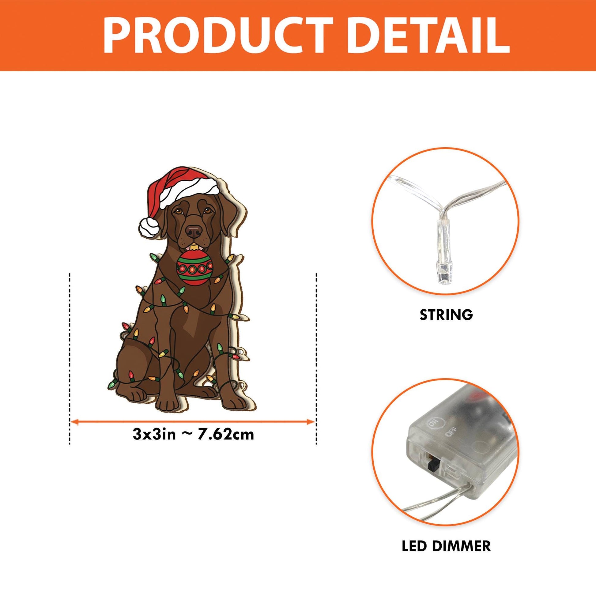 Chocolate Labrador String Lights – Christmas Dog Fairy Light Decor for Pet Lovers