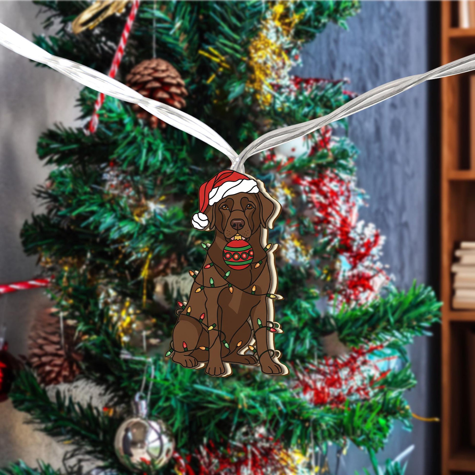 Chocolate Labrador String Lights – Christmas Dog Fairy Light Decor for Pet Lovers