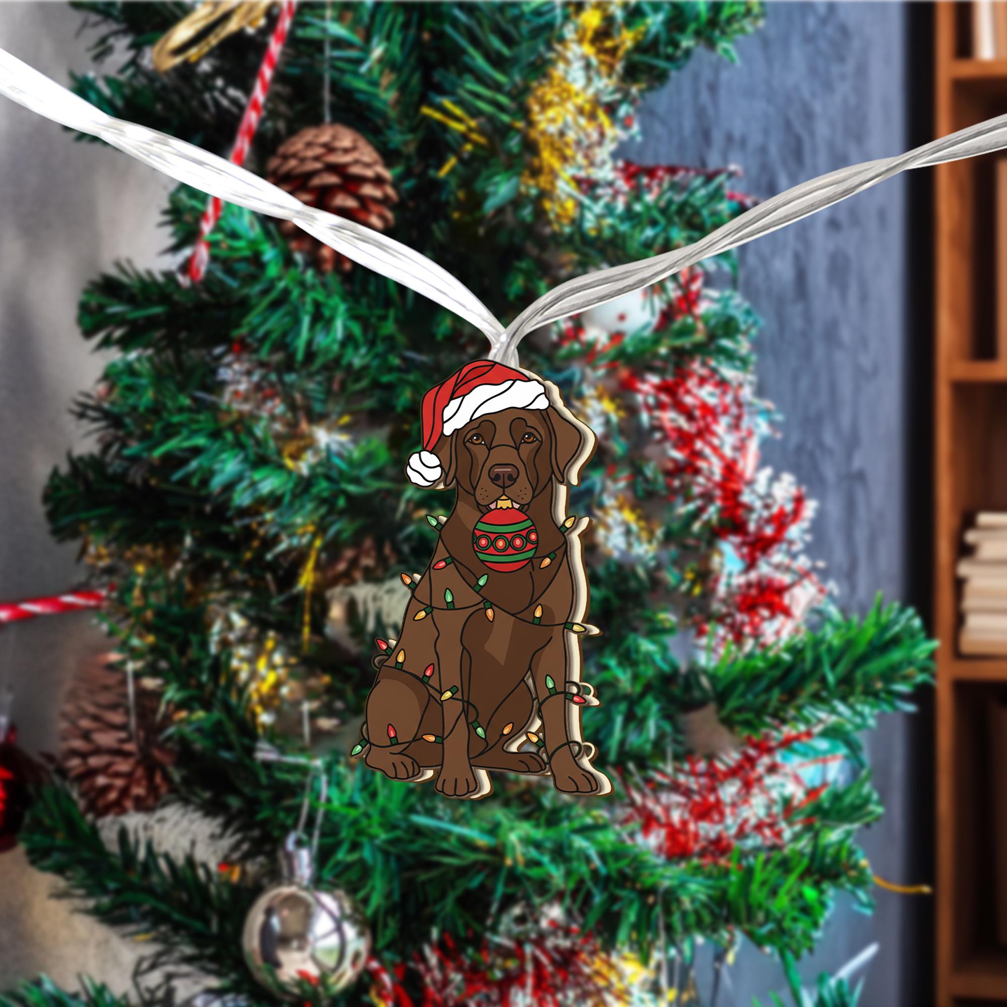 Chocolate Labrador String Lights – Christmas Dog Fairy Light Decor for Pet Lovers