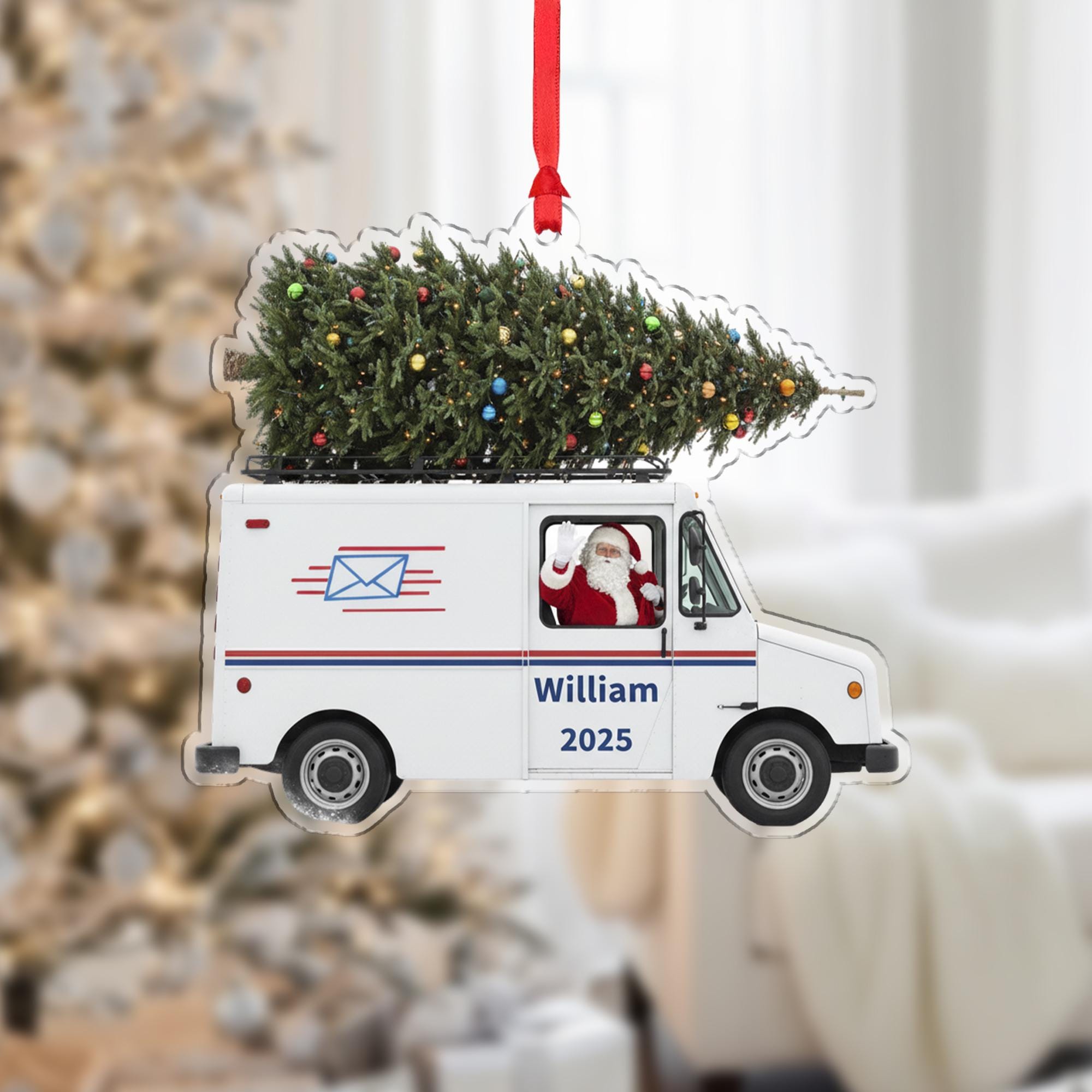 Personalized Mail Truck Ornament – Custom Postal Worker Christmas Tree Gift 2025