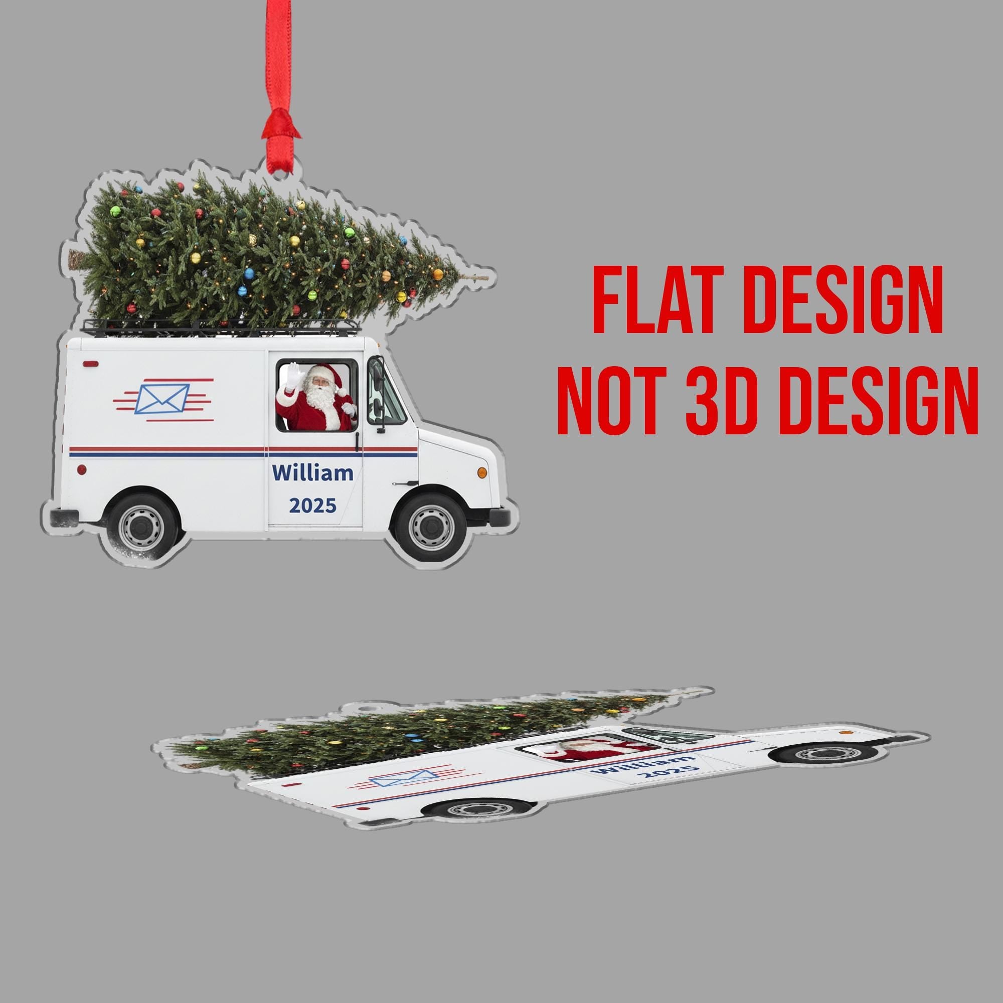 Personalized Mail Truck Ornament – Custom Postal Worker Christmas Tree Gift 2025