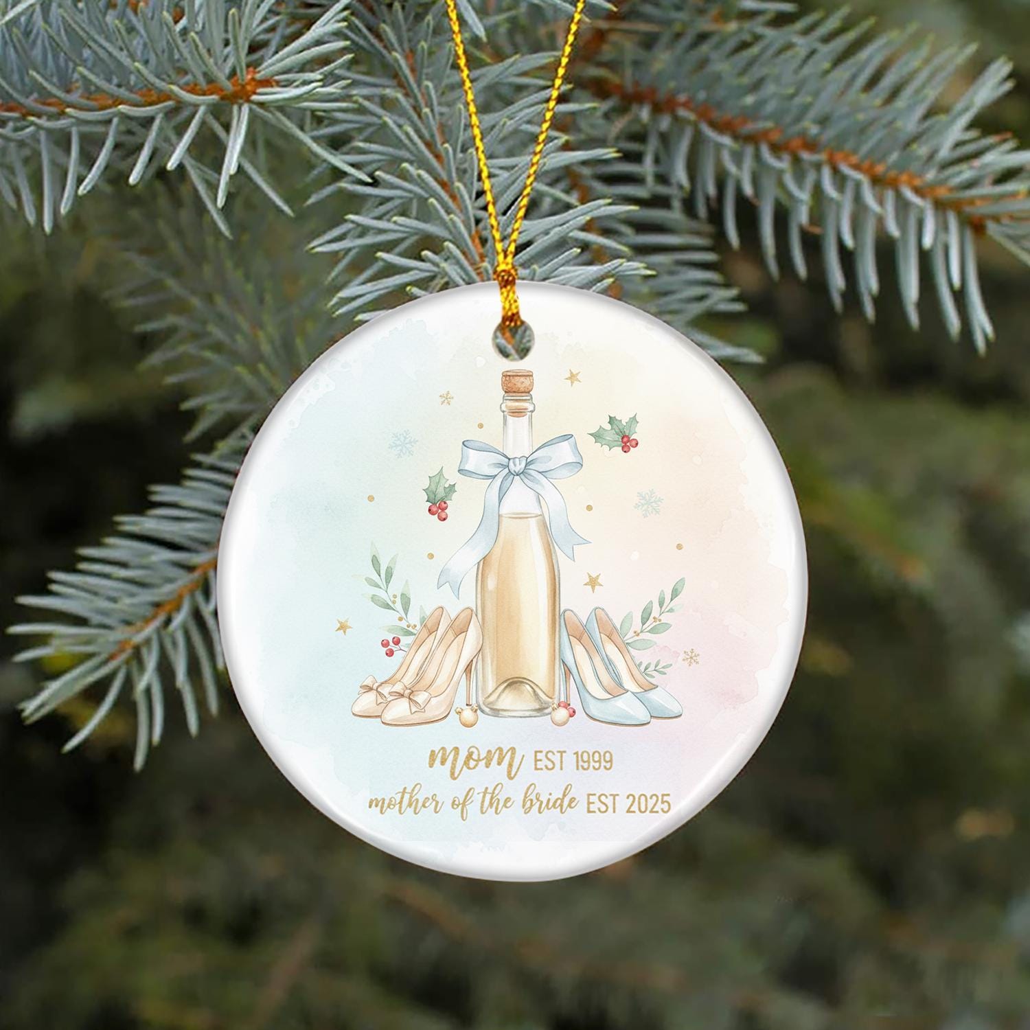 Ceramic Ornament: Mom “Mother of the Bride” Keepsake – Wedding Tree Design