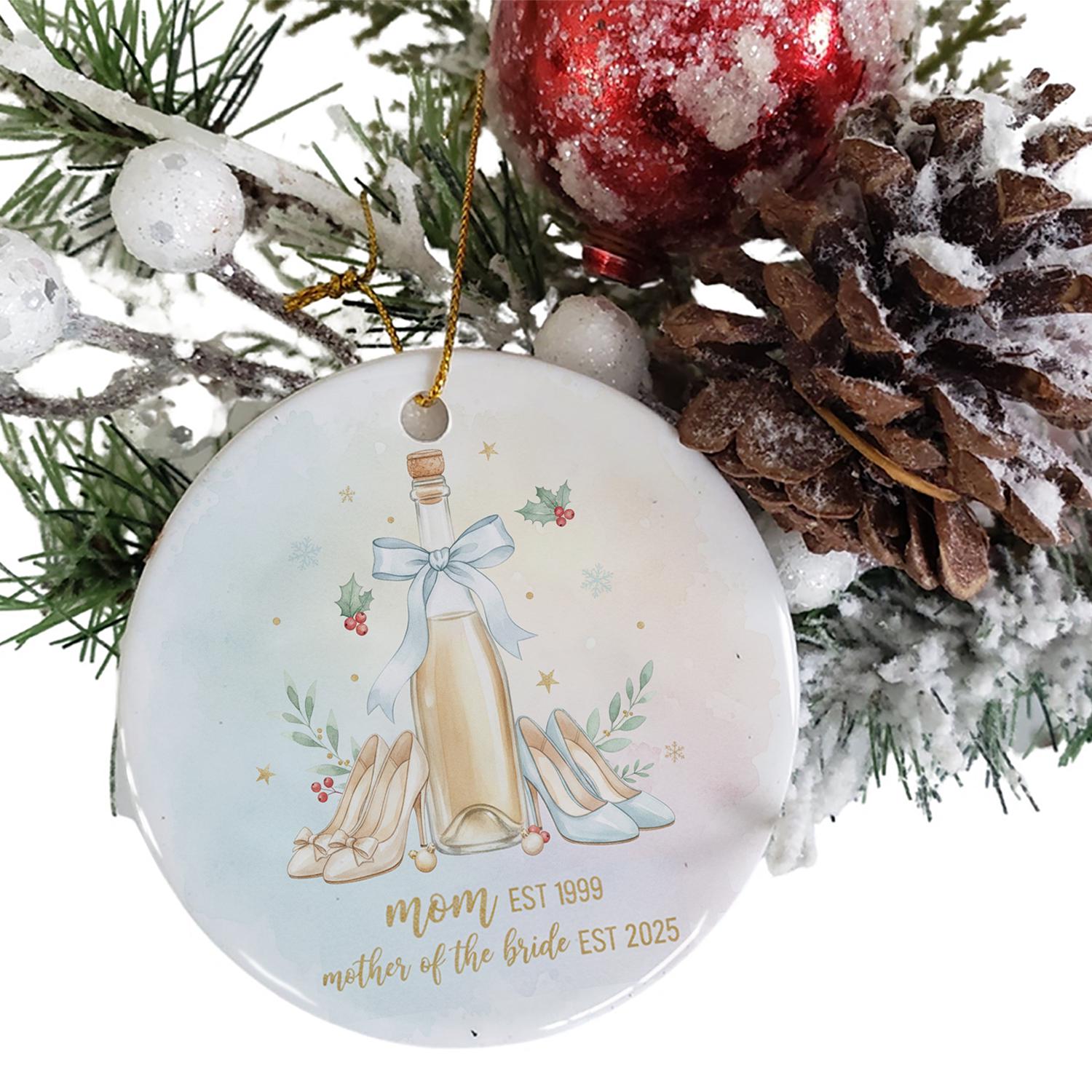 Ceramic Ornament: Mom “Mother of the Bride” Keepsake – Wedding Tree Design