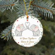 Ceramic Ornament: Elephant Duo Anniversary Keepsake – 14 Years Together