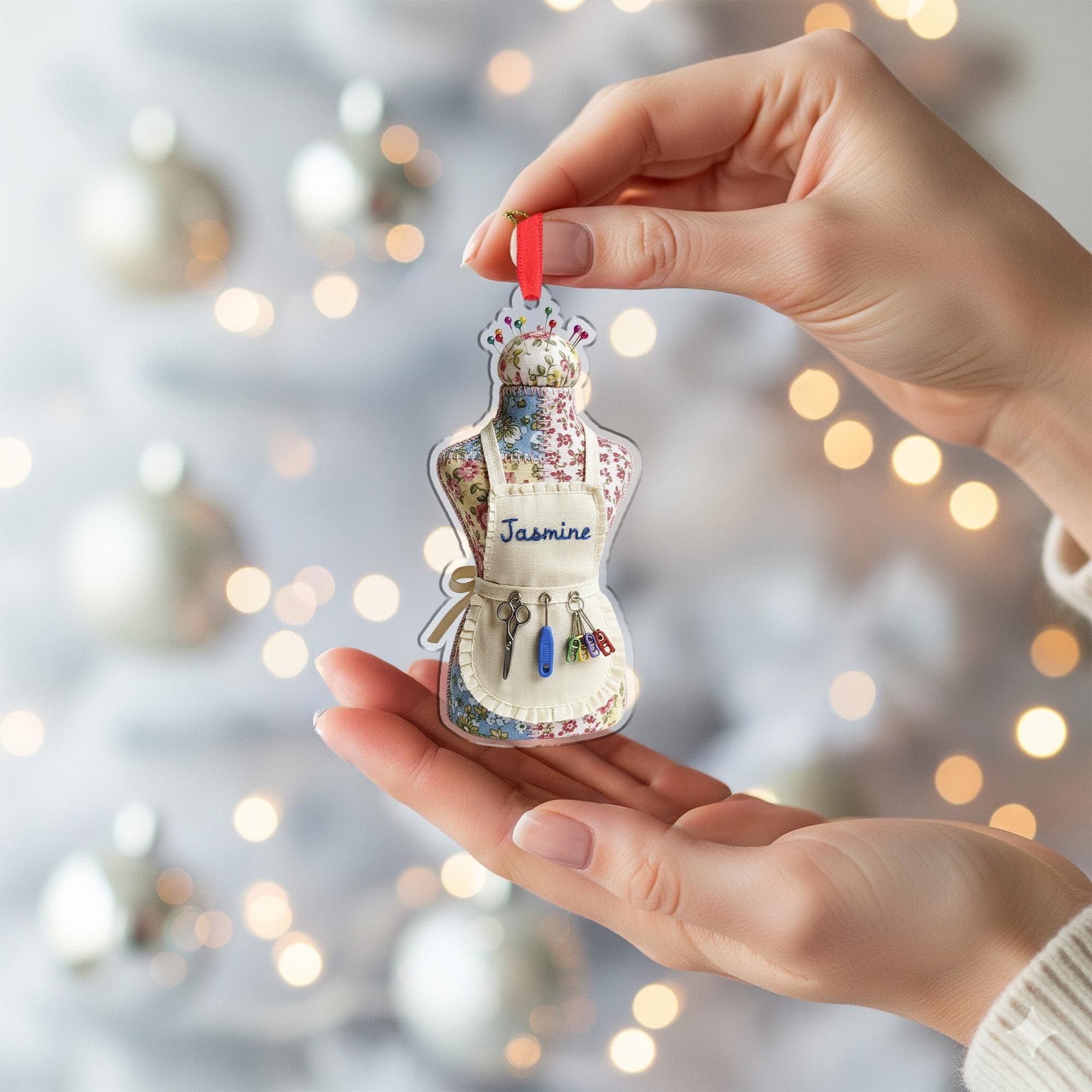 Personalized Sewing Ornament – Custom Dress Form Christmas Gift for Seamstress or Quilter