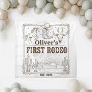Custom First Rodeo Backdrop, Cowboy Birthday Banner, Western Baby Party Tapestry
