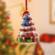 Custom Name Christmas Tree Ornament, Patriotic Holiday Decoration, Personalized USA Flag Keepsake