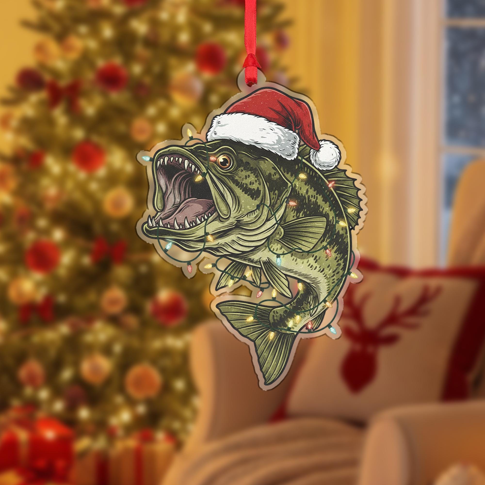 Personalized Bass Fishing Acrylic Ornament: Fisherman Christmas Gift