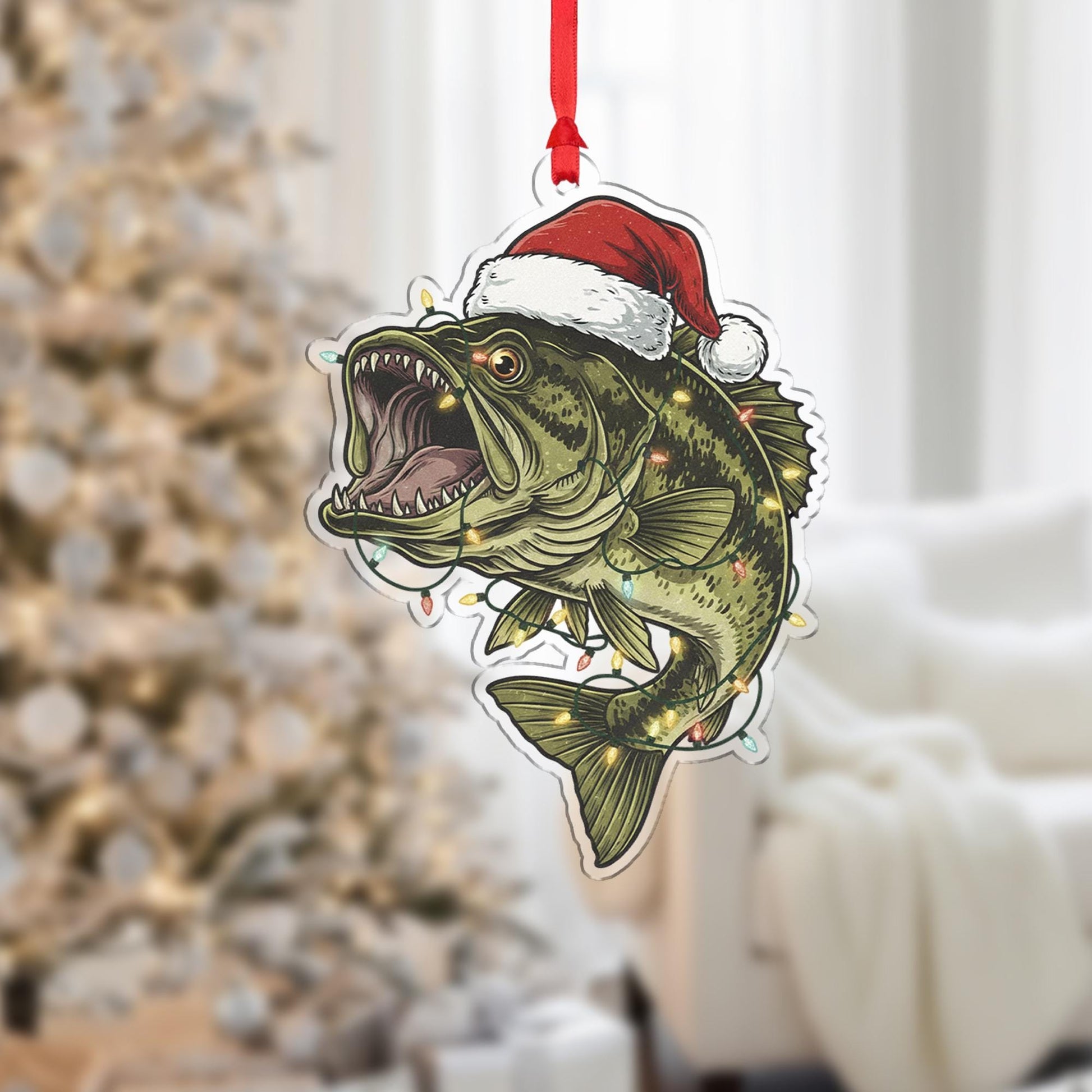 Personalized Bass Fishing Acrylic Ornament: Fisherman Christmas Gift