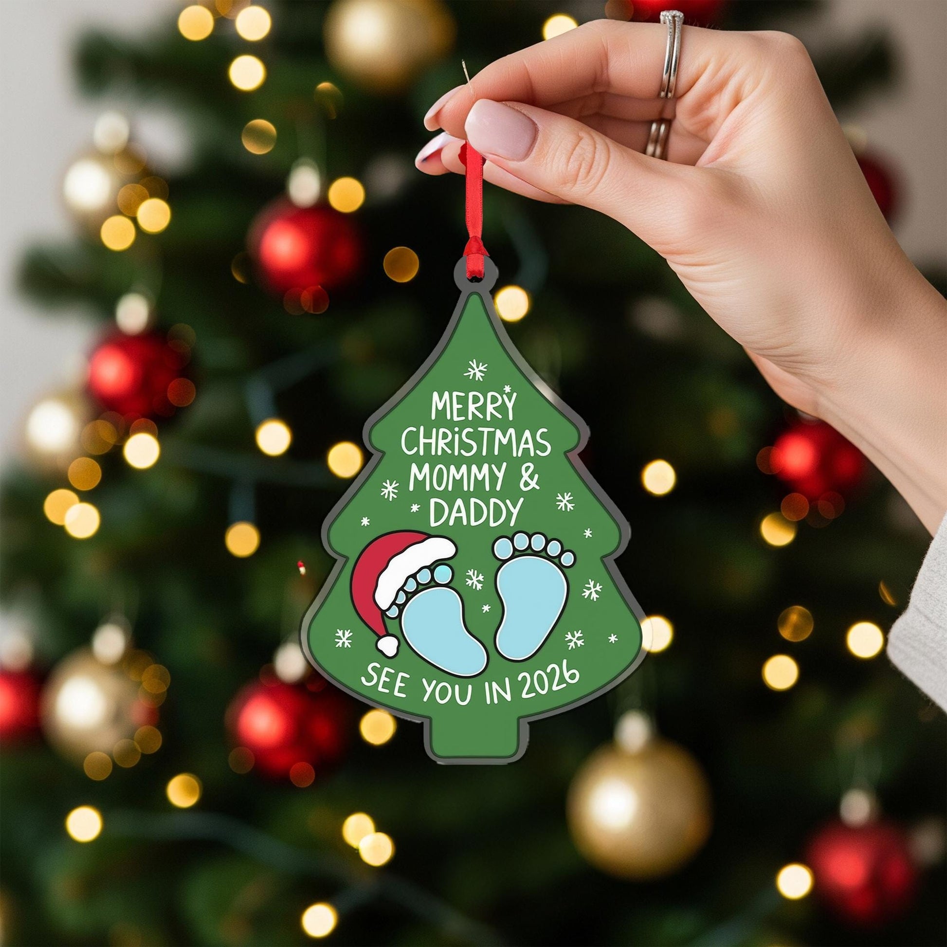 Expecting Parents Christmas Ornament: Acrylic Pregnancy Announcement Gift