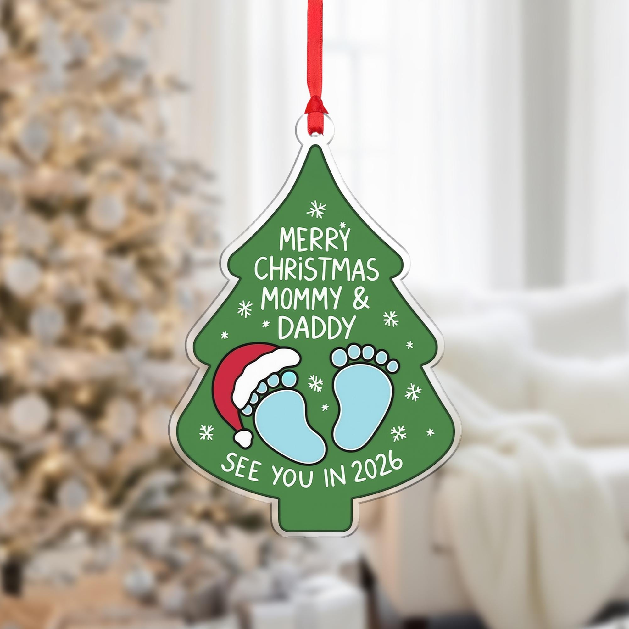 Expecting Parents Christmas Ornament: Acrylic Pregnancy Announcement Gift