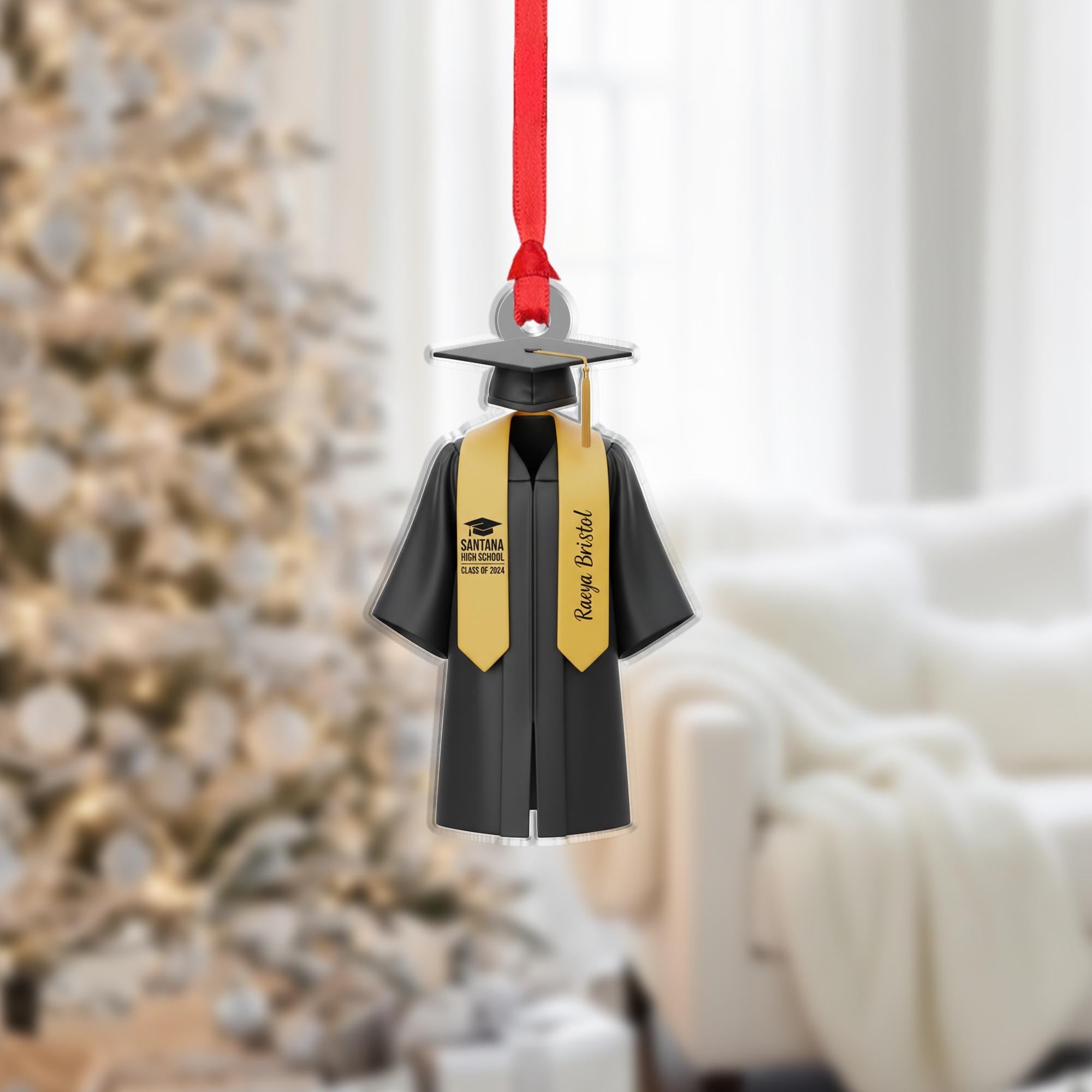 Graduation Cap and Gown Ornament – Personalized Graduate Name & Year Keepsake Gift