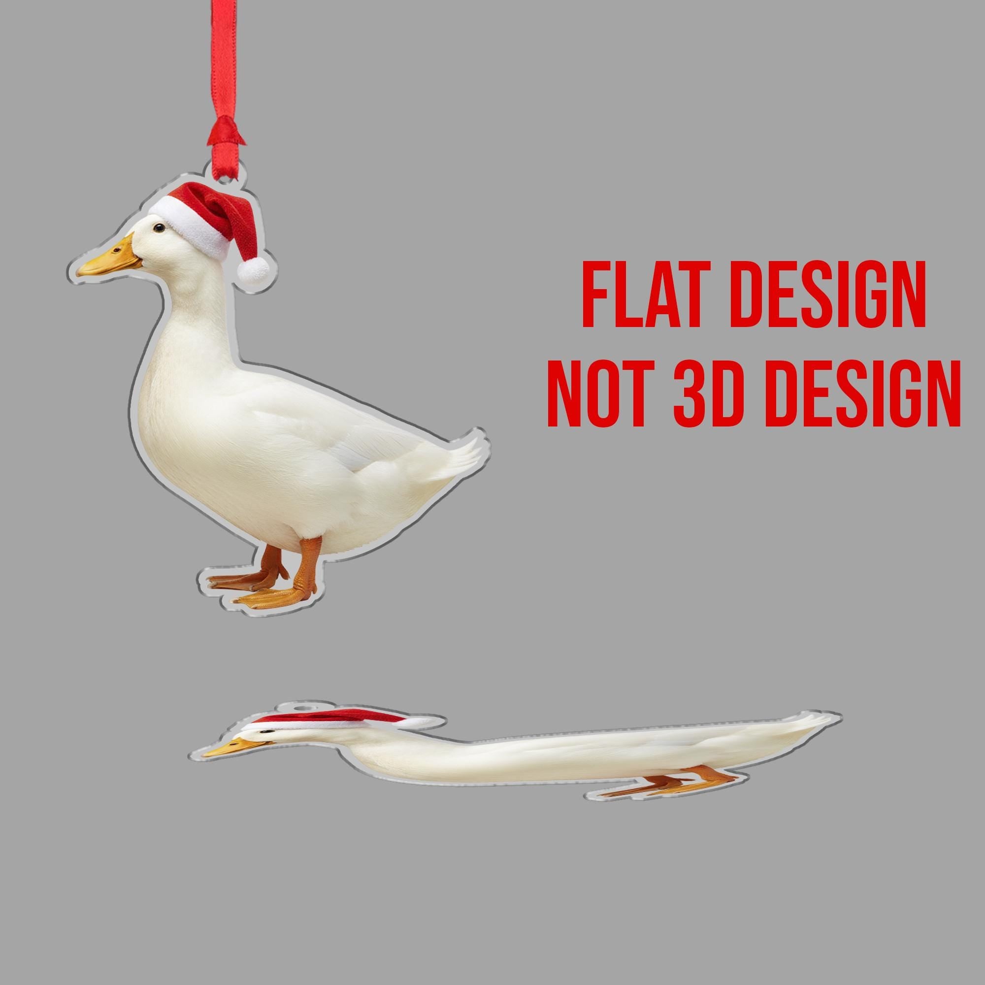 Duck Christmas Ornament – Acrylic Hanging Decoration with Santa Hat Design