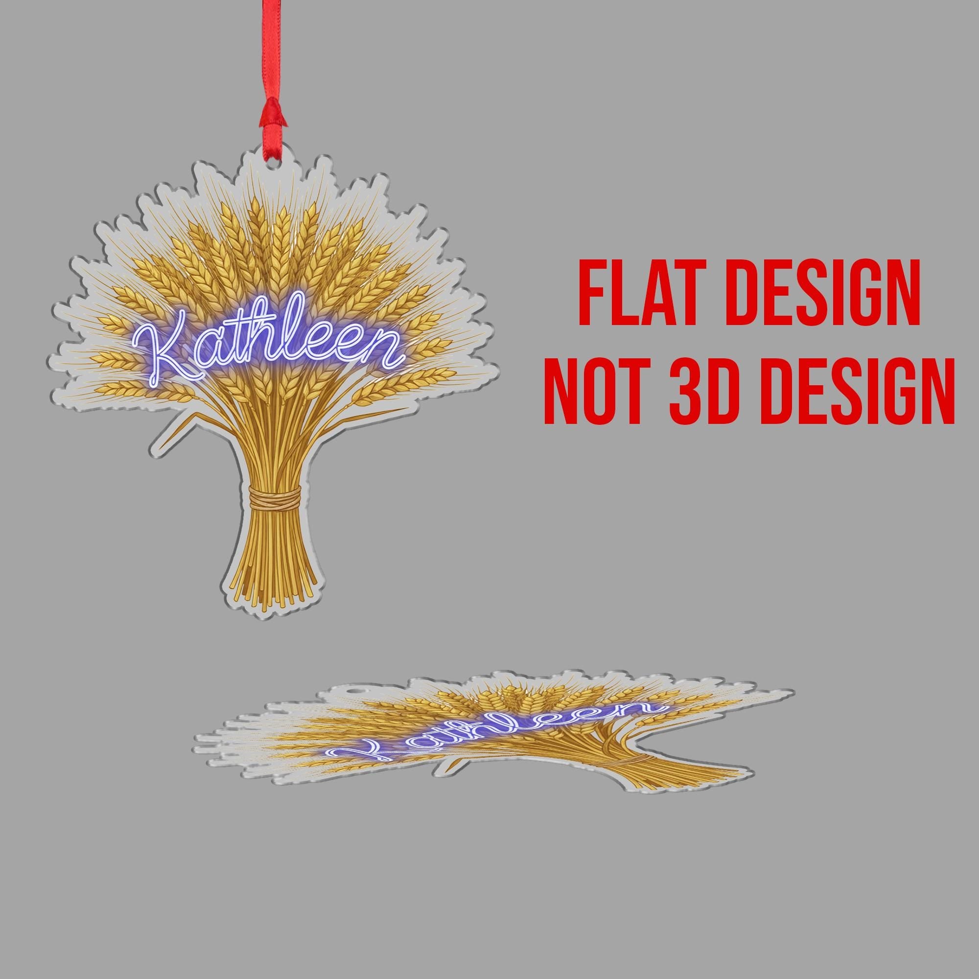 Personalized Wheat Bundle Christmas Ornament – Acrylic Hanging Decoration with Custom Name