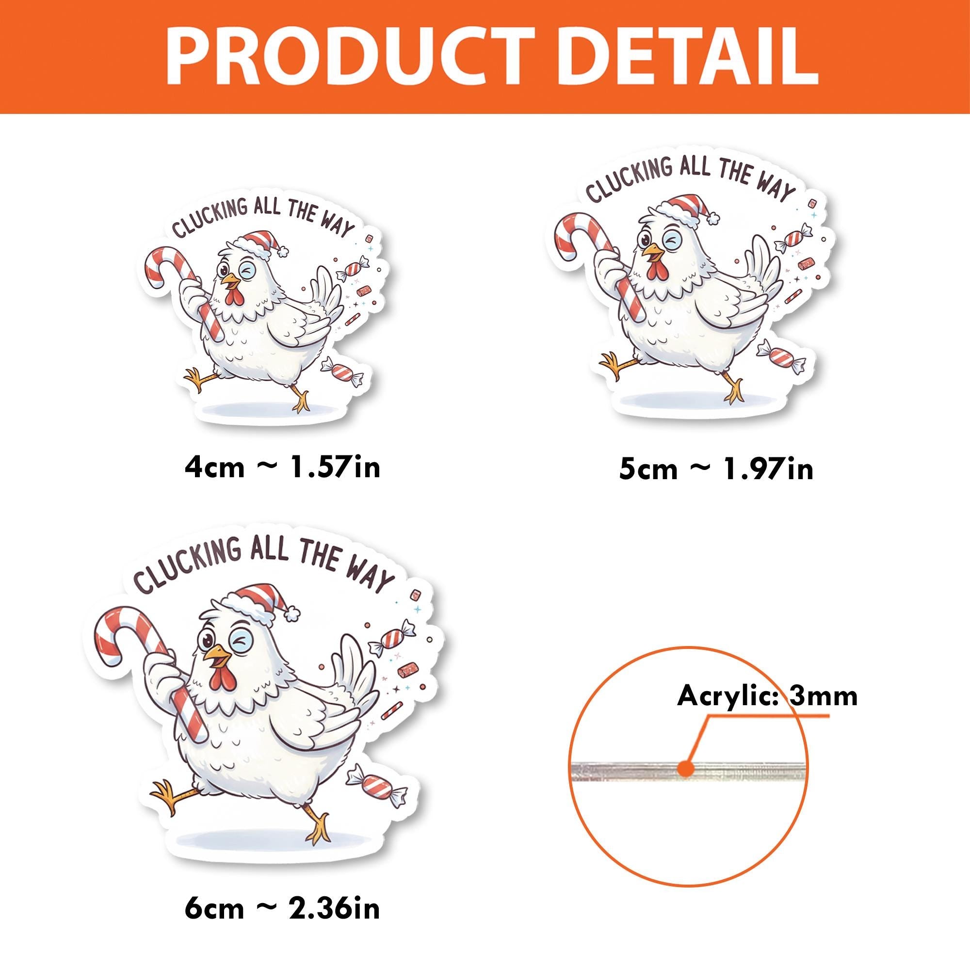Chicken Badge Reel – Retractable ID Holder with Holiday Santa Hat and Candy Cane Design