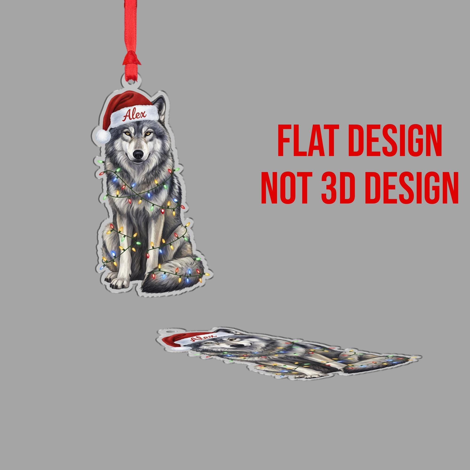 Personalized Wolf Christmas Ornament: Custom Name Holiday Decor