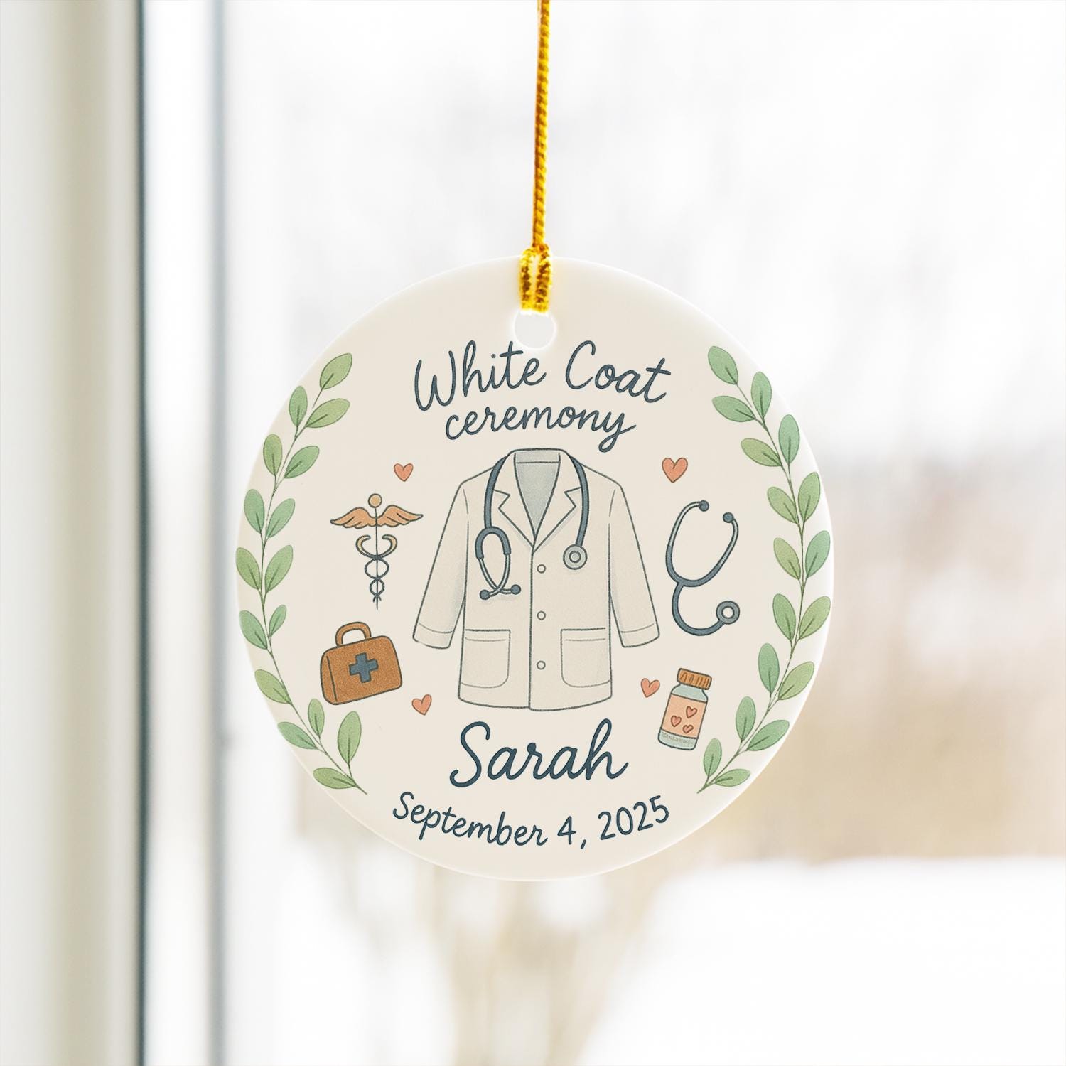 White Coat Ceremony Ornament – Personalized Medical Student Gift with Name & Date