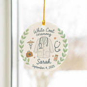 White Coat Ceremony Ornament – Personalized Medical Student Gift with Name & Date