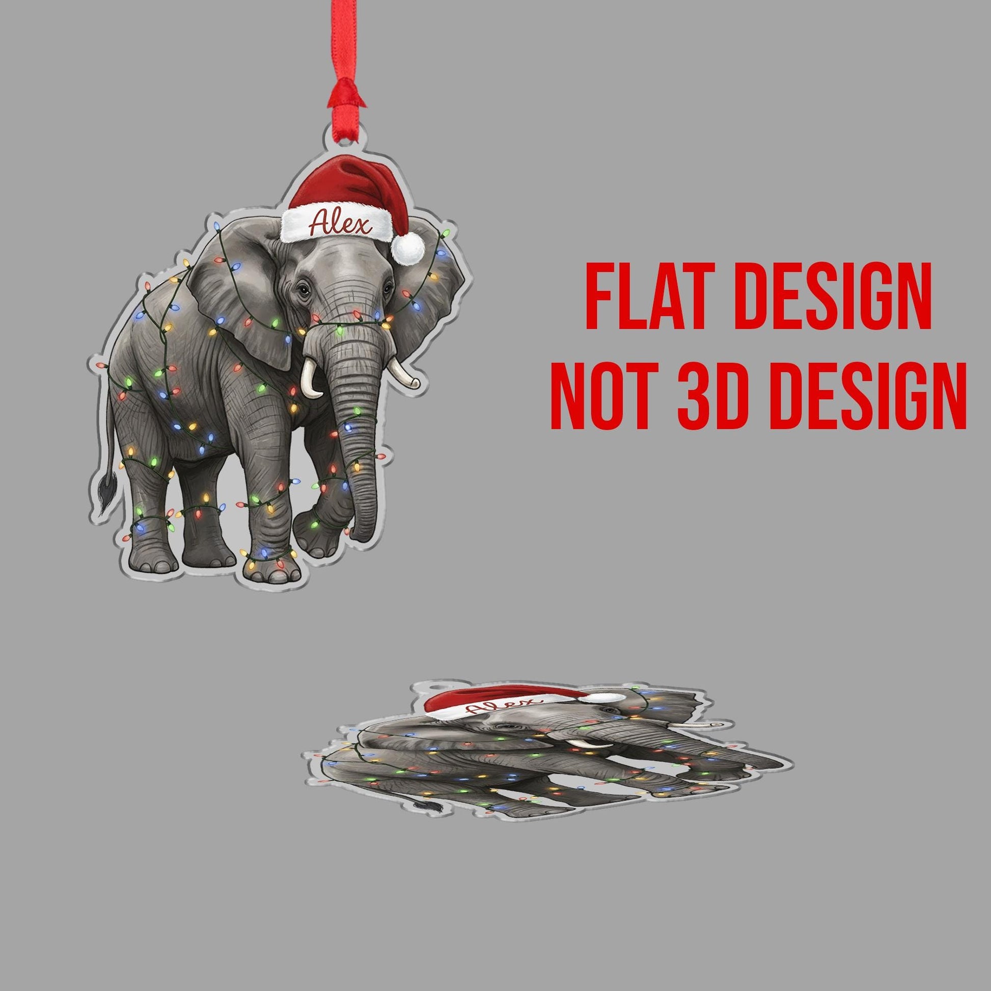 Personalized Elephant Christmas Ornament: Custom Name Holiday Decor