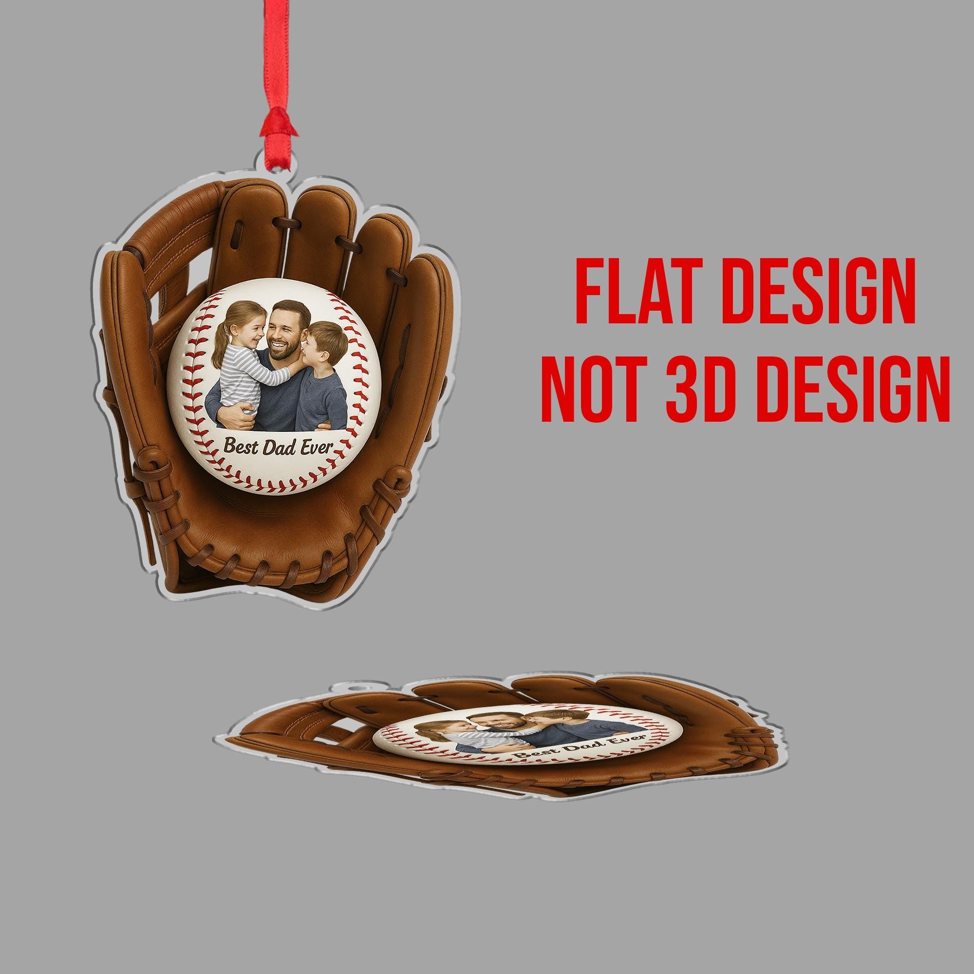 Personalized Baseball Glove Photo Ornament - Dad Christmas Keepsake